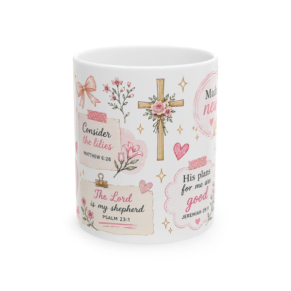 Floral Scripture Collage Mug