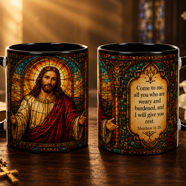 Jesus Stained Glass Artwork Mug | Accent Coffee Mug 11oz or 15oz