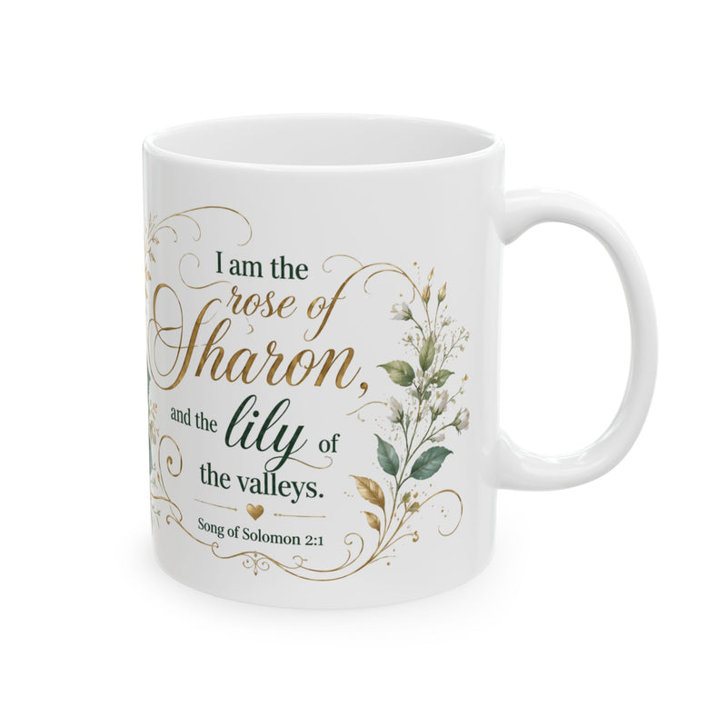 White Rose Floral Script Mug