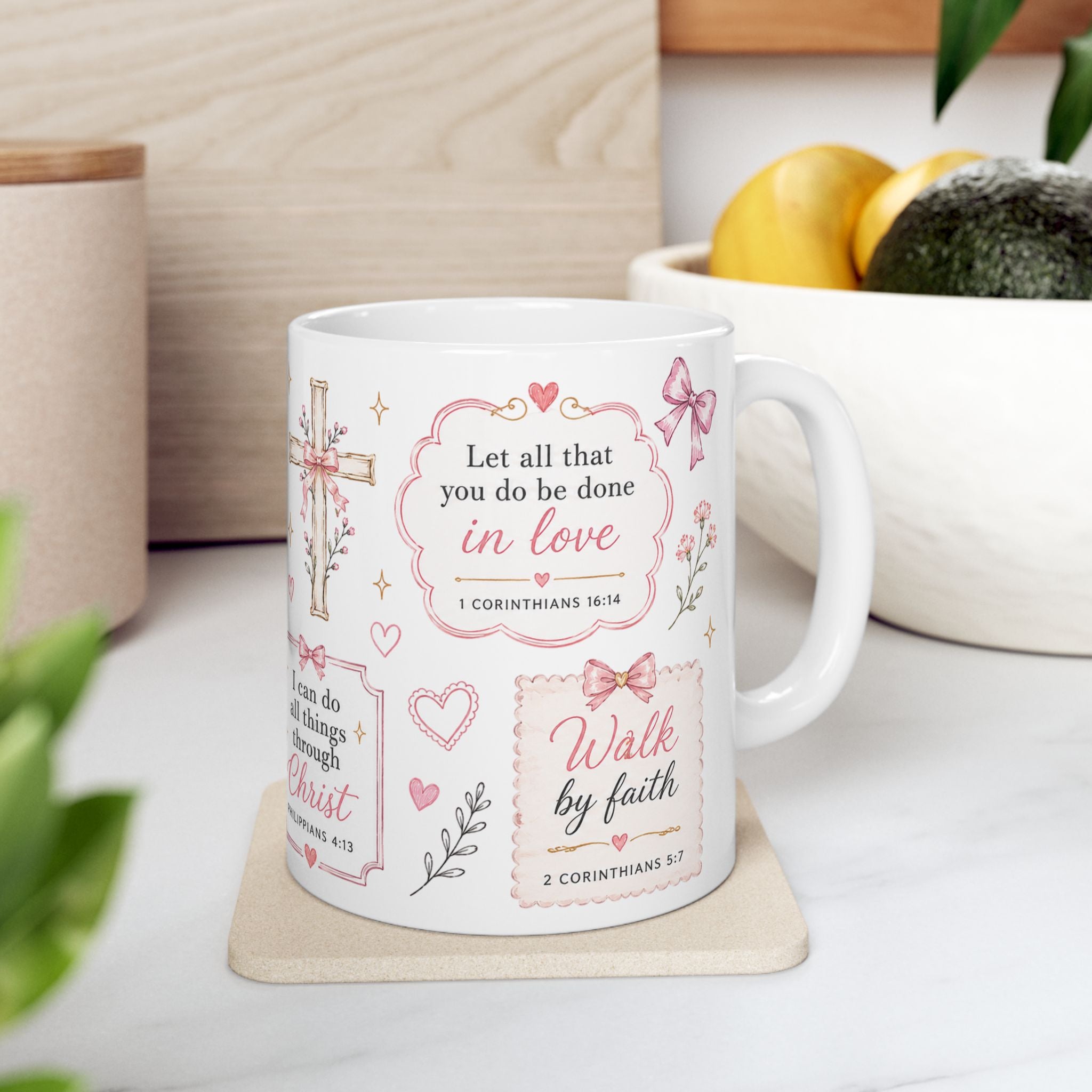 Christian Scripture Mug, Walk by Faith Coffee Cup