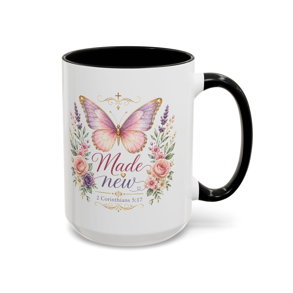 Biblical Butterfly Cup Accent Coffee Mug | Scripture Floral Ceramic