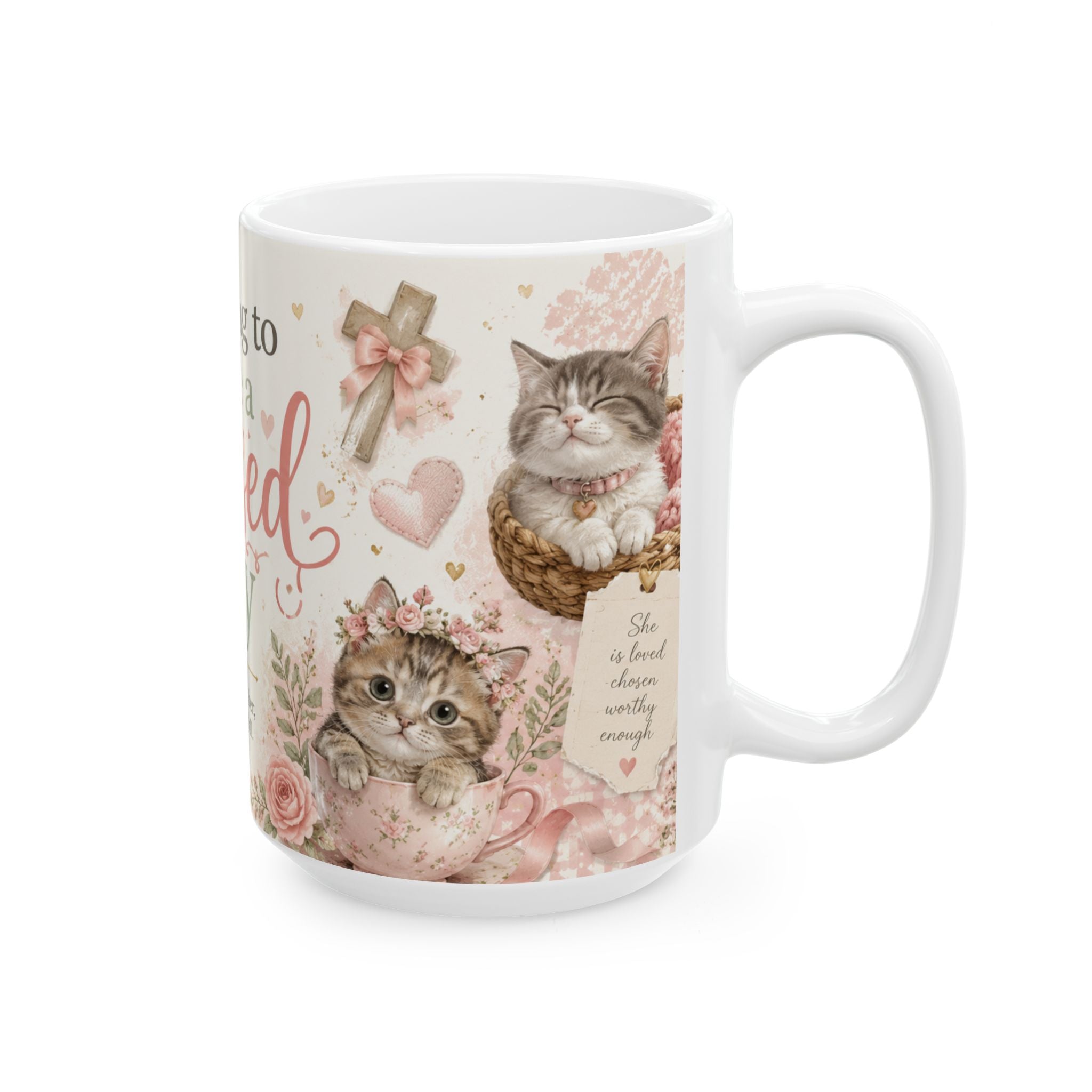 Christian Cat Mug, Blessed Day Kitten Cup, Psalm 46:5 Gift
