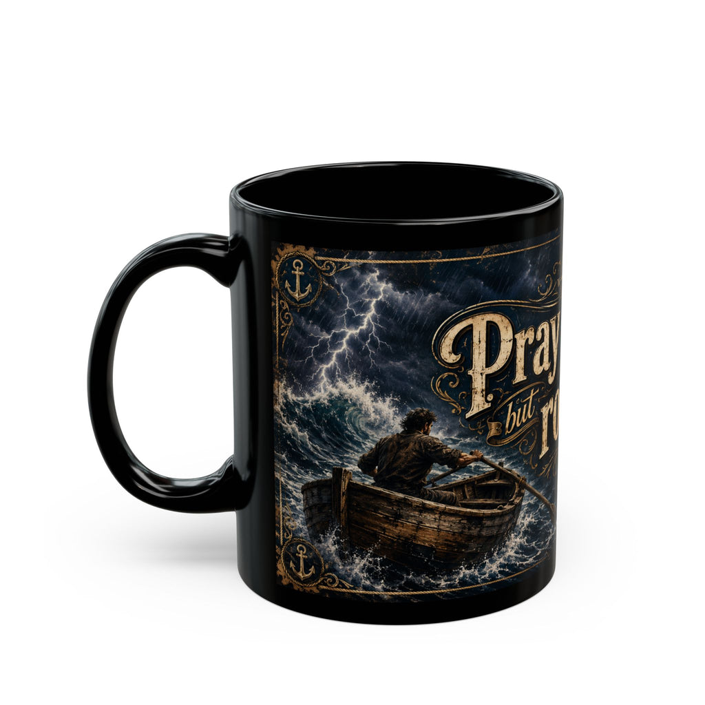 Pray to God But Row to Shore Mug, Christian Ocean Coffee Cup