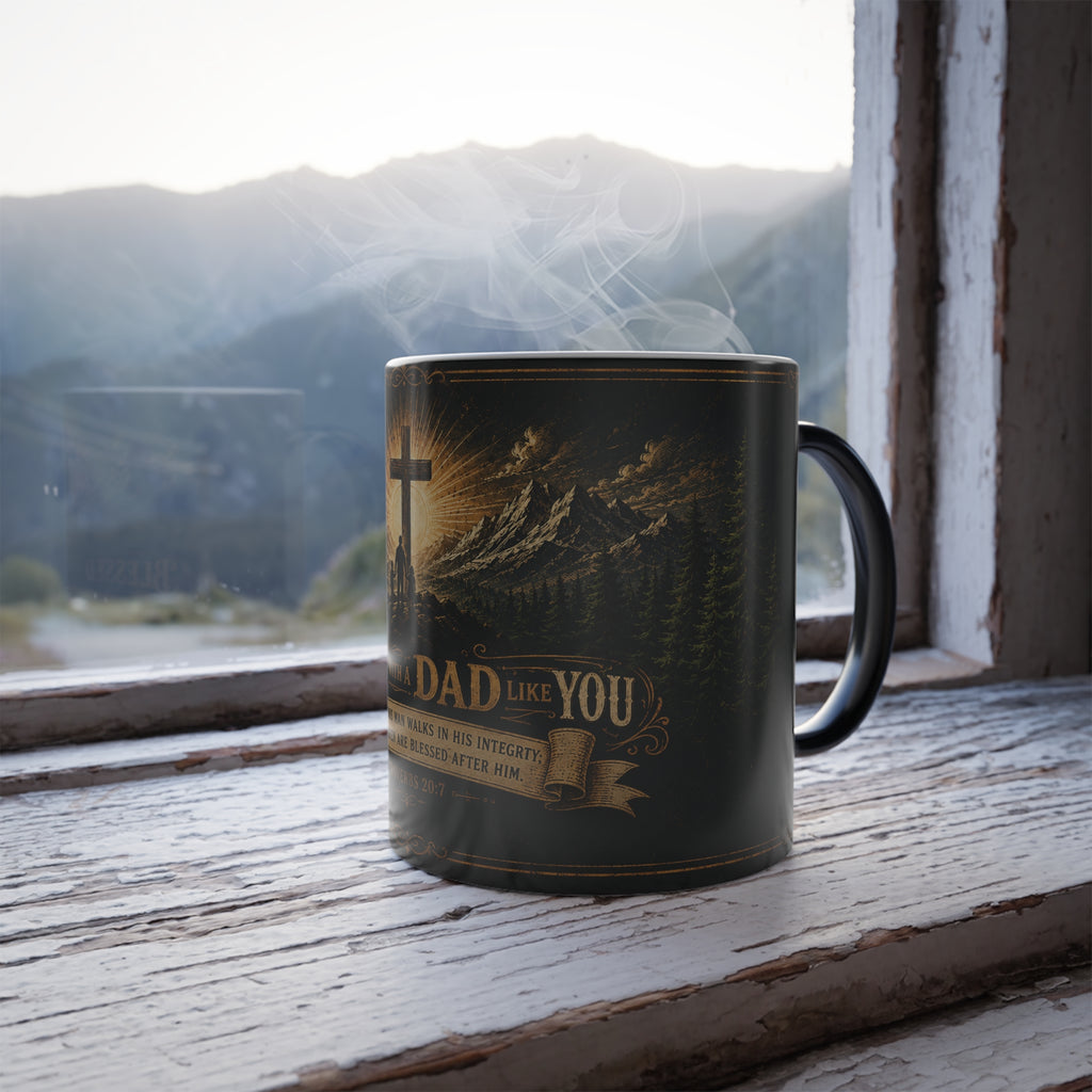 Blessed With A Dad Like You color morphing mug | Christian cross scripture Proverbs 20:7 color-changing