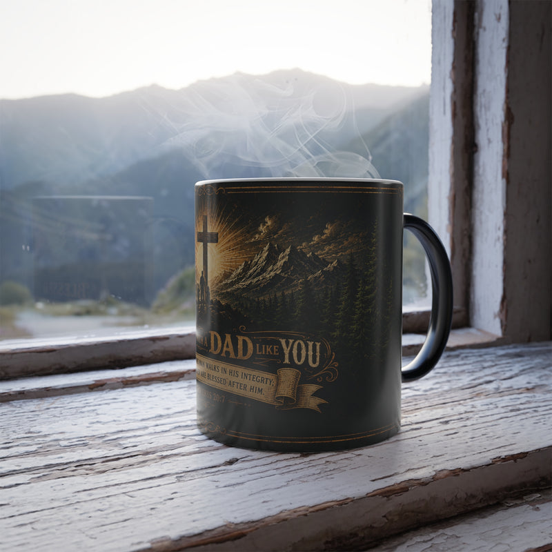 Blessed With A Dad Like You color morphing mug | Christian cross scripture Proverbs 20:7 color-changing