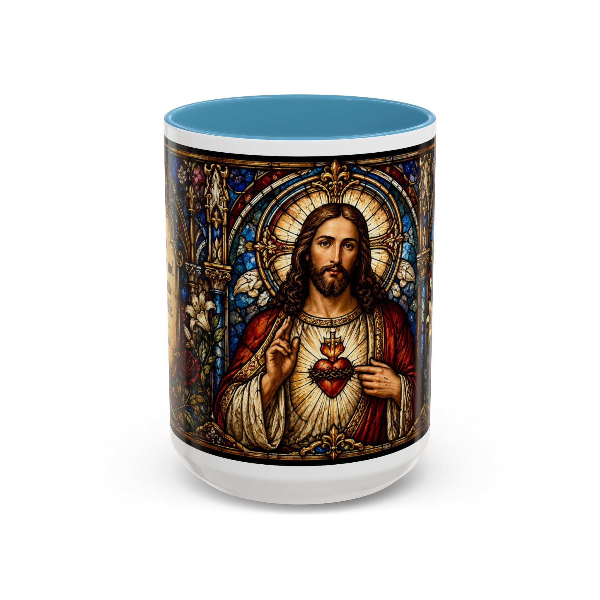 Sacred Heart Jesus Stained Glass Mug | Accent Coffee Mug
