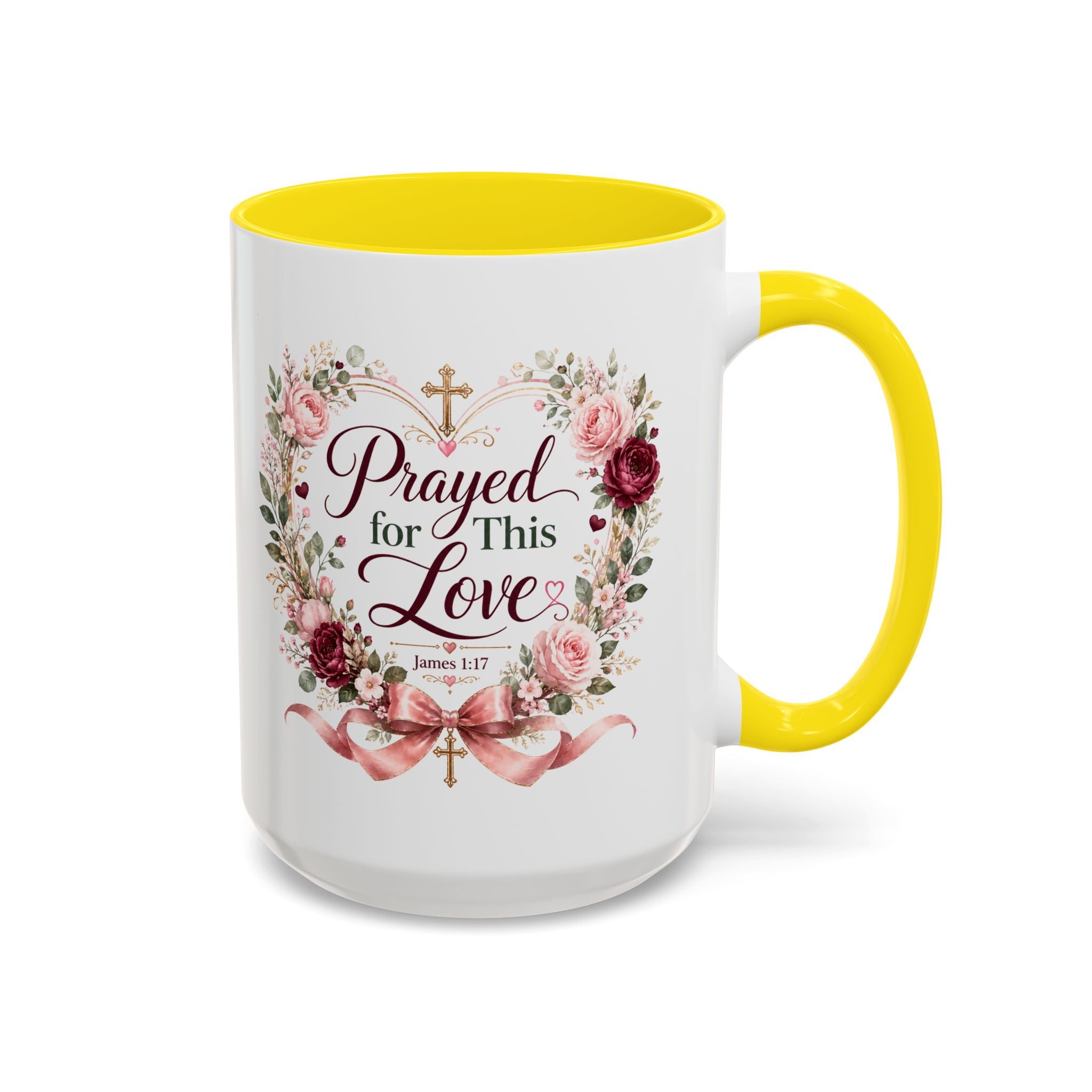 Prayed for This Love Mug, Christian Gift for Wife or Girlfriend, Romantic Bible Verse Mug, James 1:17 Floral Love Coffee Cup