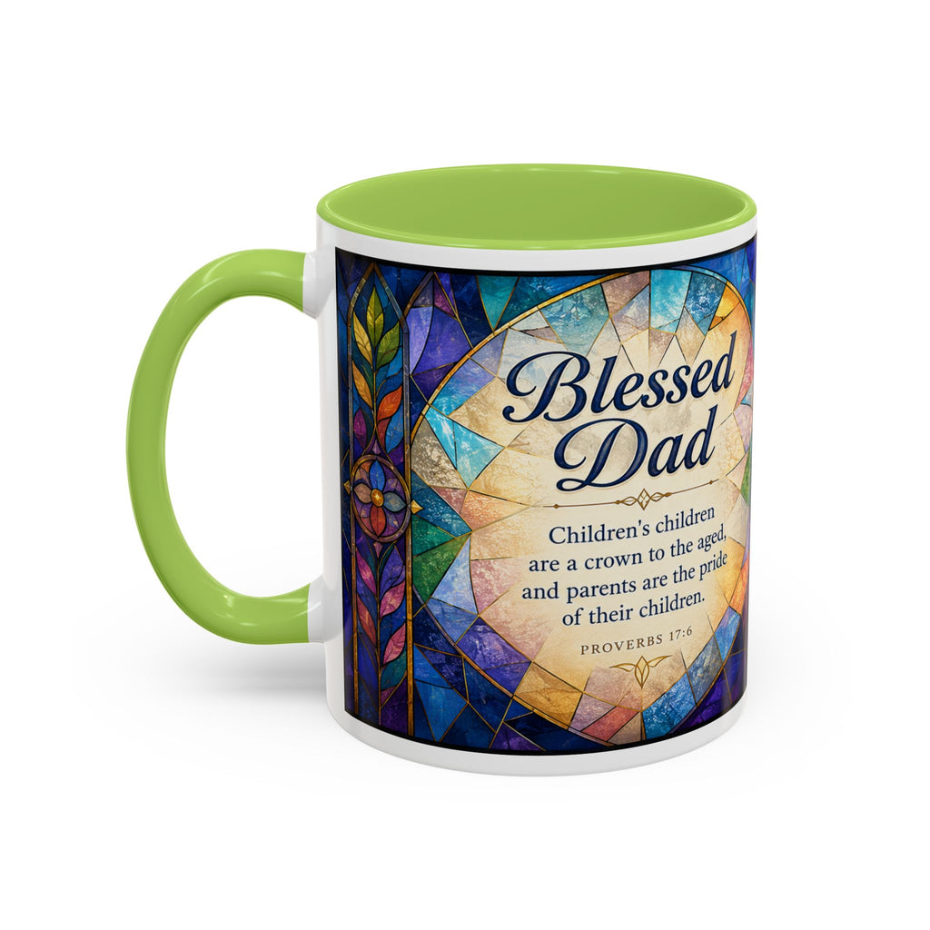 Blessed Dad Mug, Christian Fathers Day Gift, Bible Verse Mug for Dad, Proverbs 17:6 Coffee Cup, Faith Gift for Father Grandpa Husband