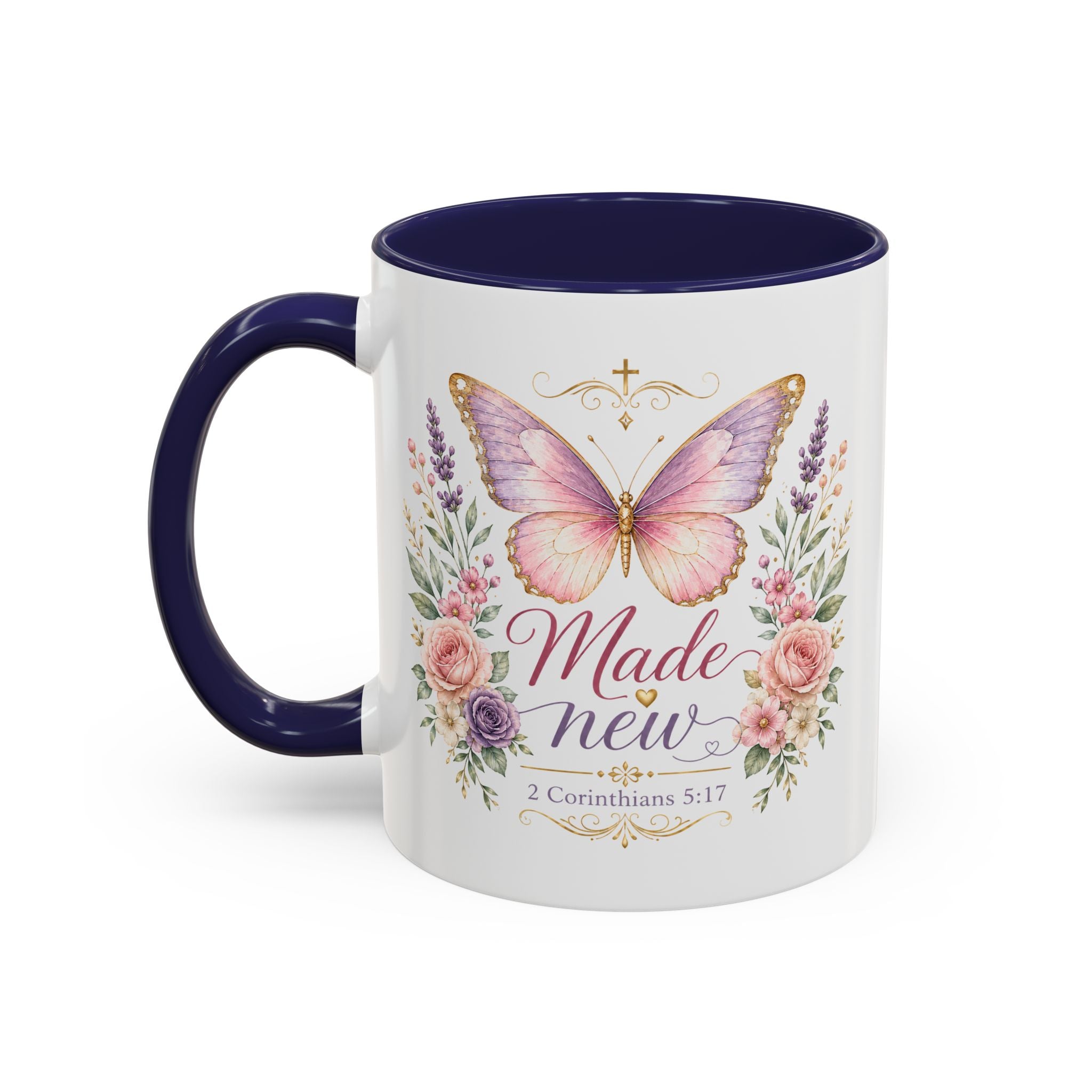 Biblical Butterfly Cup Accent Coffee Mug | Scripture Floral Ceramic