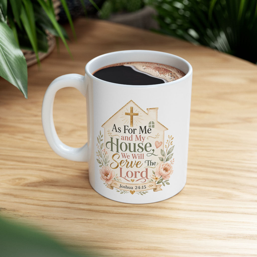 As For Me and My House Mug, Christian Family Gift, Joshua 24:15 Bible Verse Coffee Cup, Faith Home Decor Mug