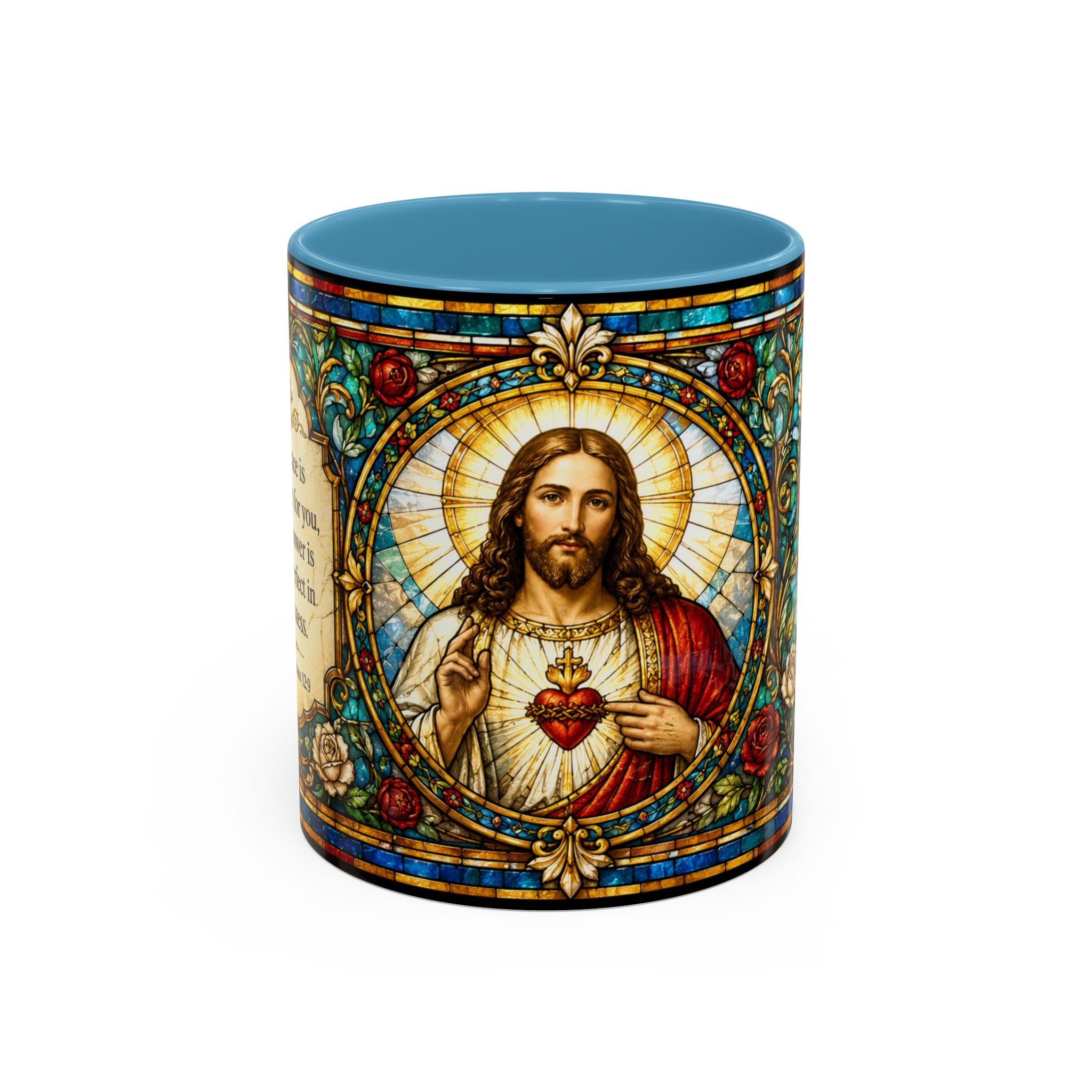 Sacred Heart Jesus Stained Glass Mug | Accent Coffee Mug 11oz 15oz