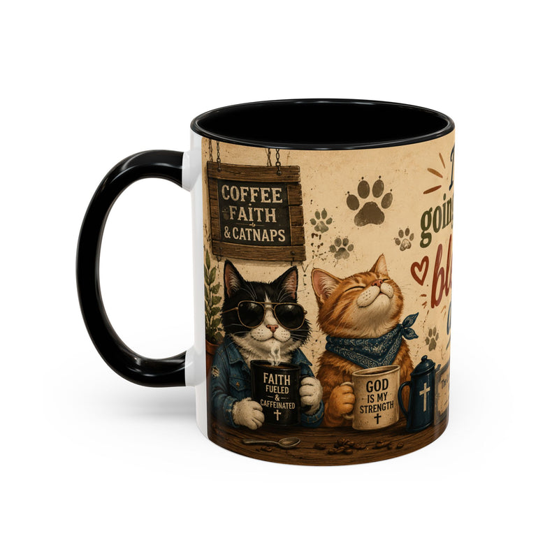 Christian Cat Mug, Blessed Day Coffee Cup, Exodus 14:14 Gift