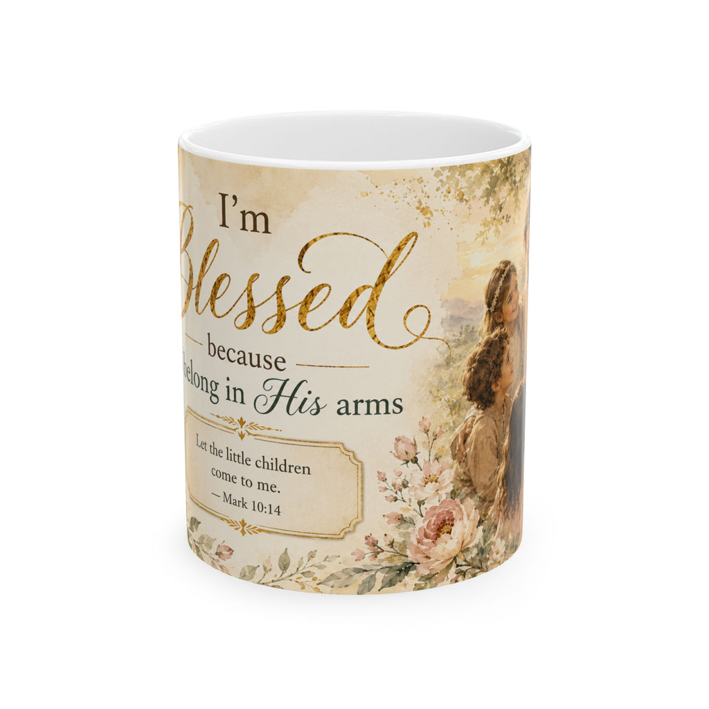 Jesus With Children Christian Mug, Mark 10:14 Bible Verse Coffee Cup, I’m Blessed Faith Gift