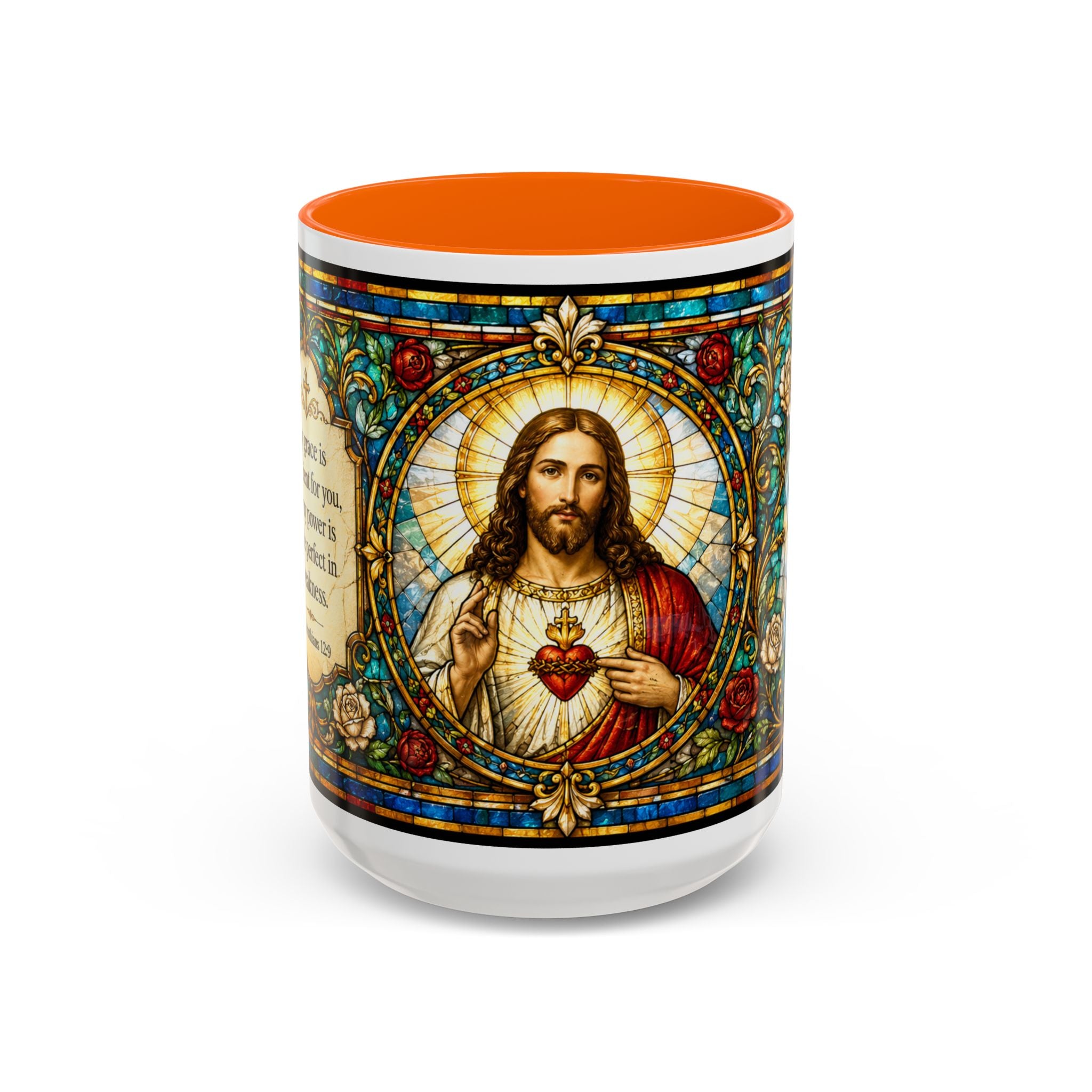 Sacred Heart Jesus Stained Glass Mug | Accent Coffee Mug 11oz 15oz