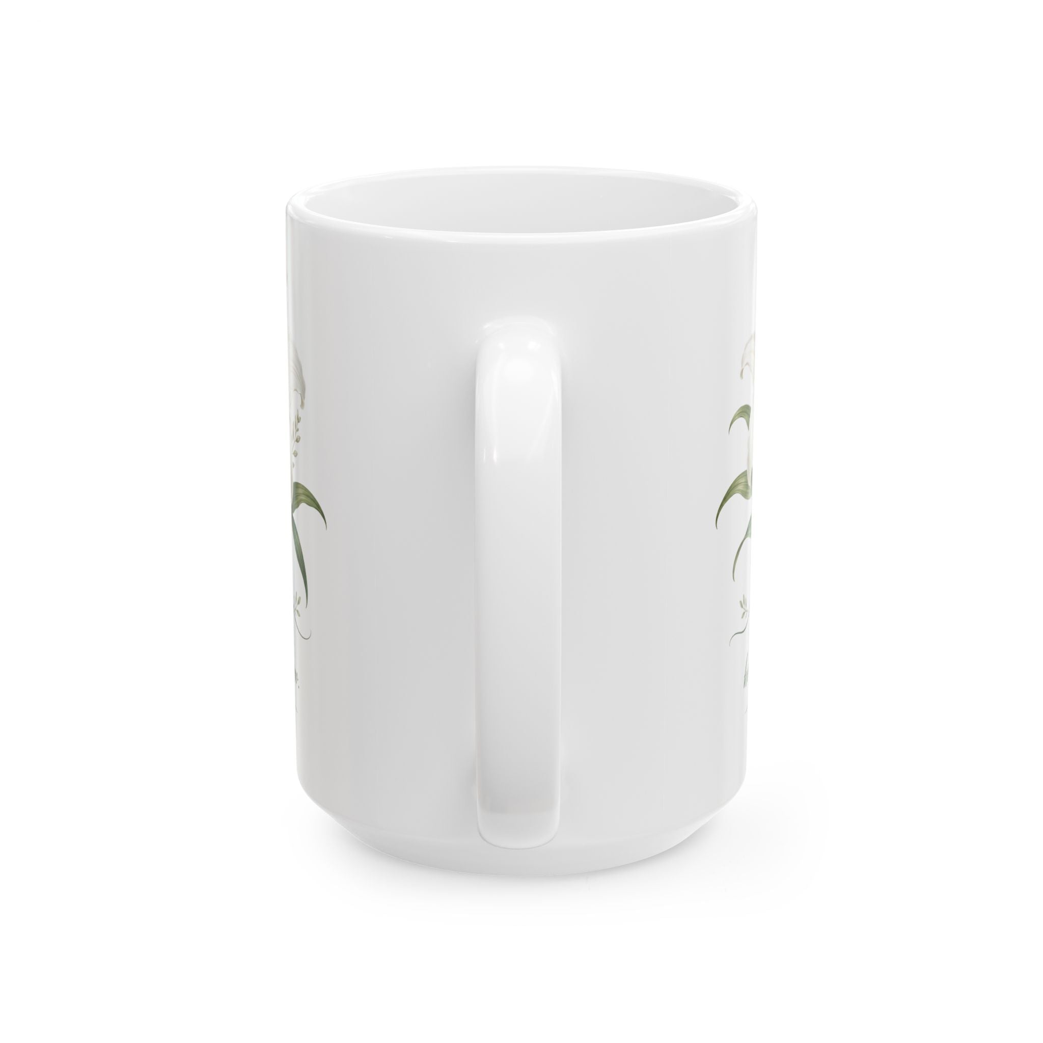 White Lily Floral Illustration Mug