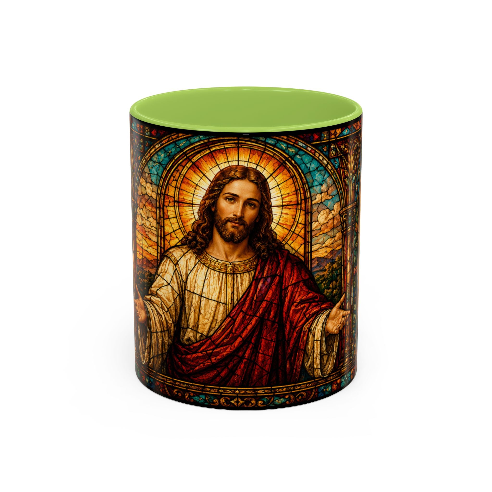 Jesus Stained Glass Artwork Mug | Accent Coffee Mug 11oz or 15oz