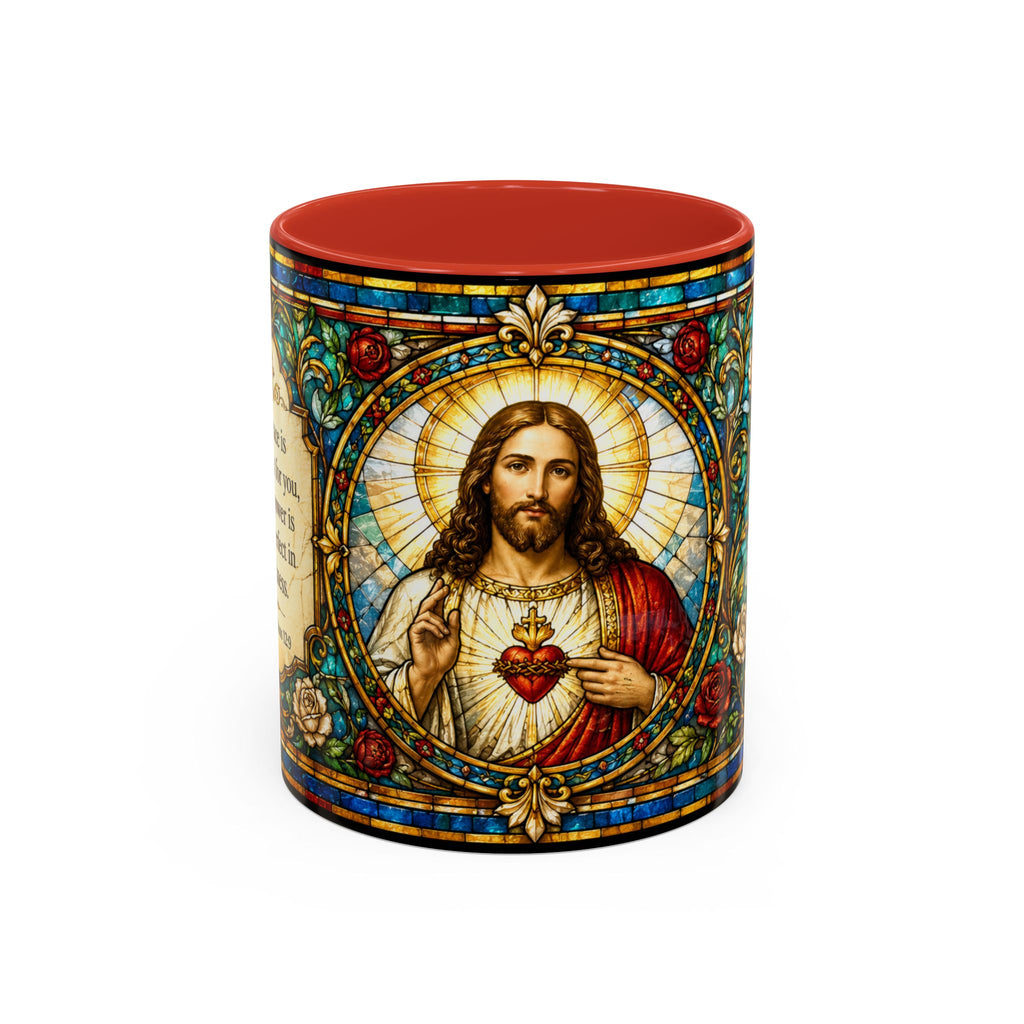 Sacred Heart Jesus Stained Glass Mug | Accent Coffee Mug 11oz 15oz