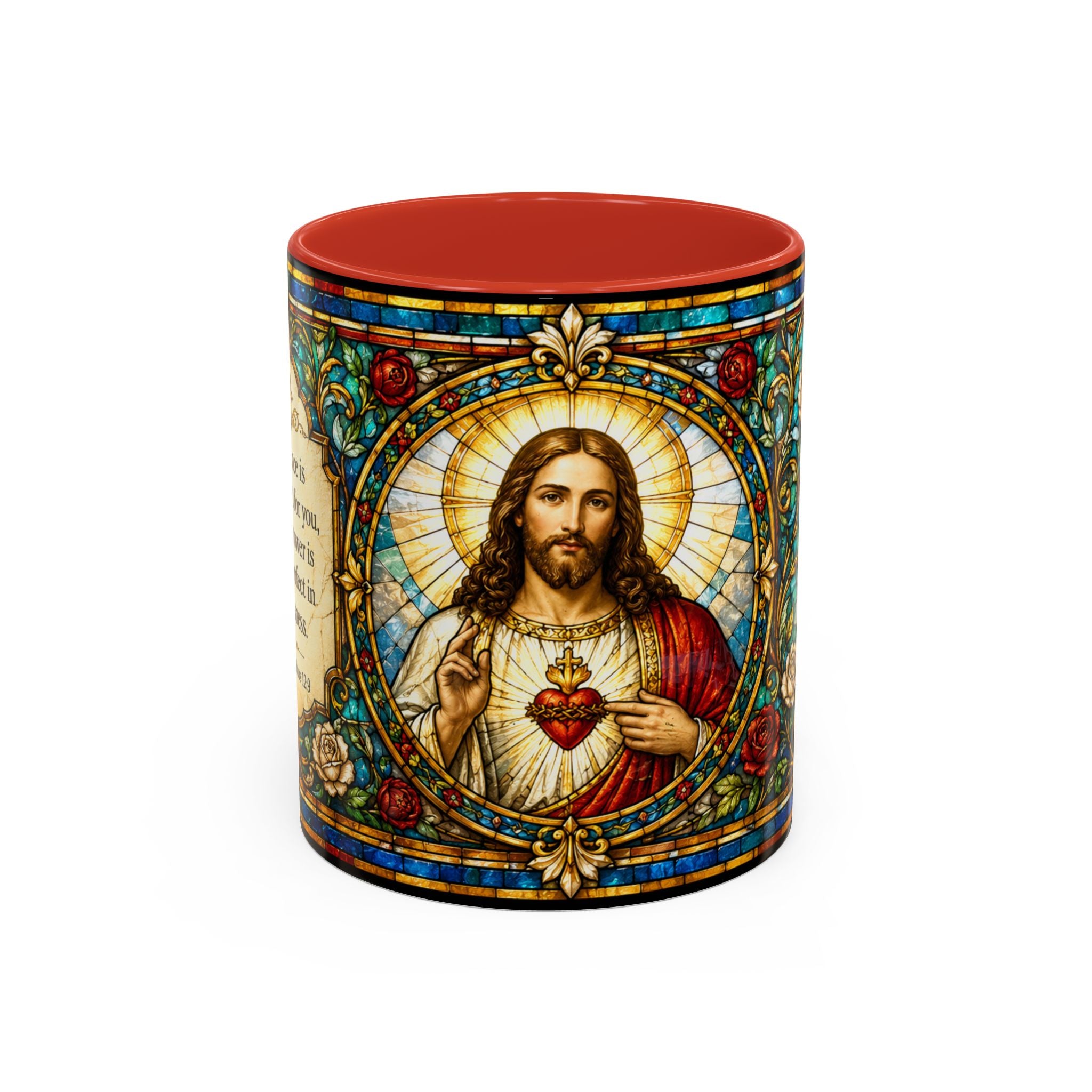 Sacred Heart Jesus Stained Glass Mug | Accent Coffee Mug 11oz 15oz