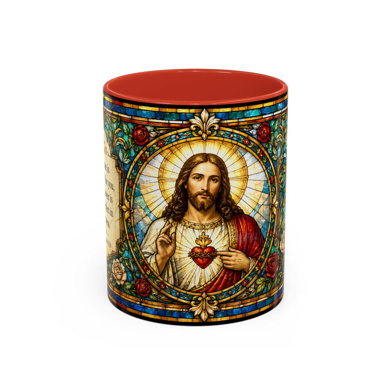 Sacred Heart Jesus Stained Glass Mug | Accent Coffee Mug 11oz 15oz