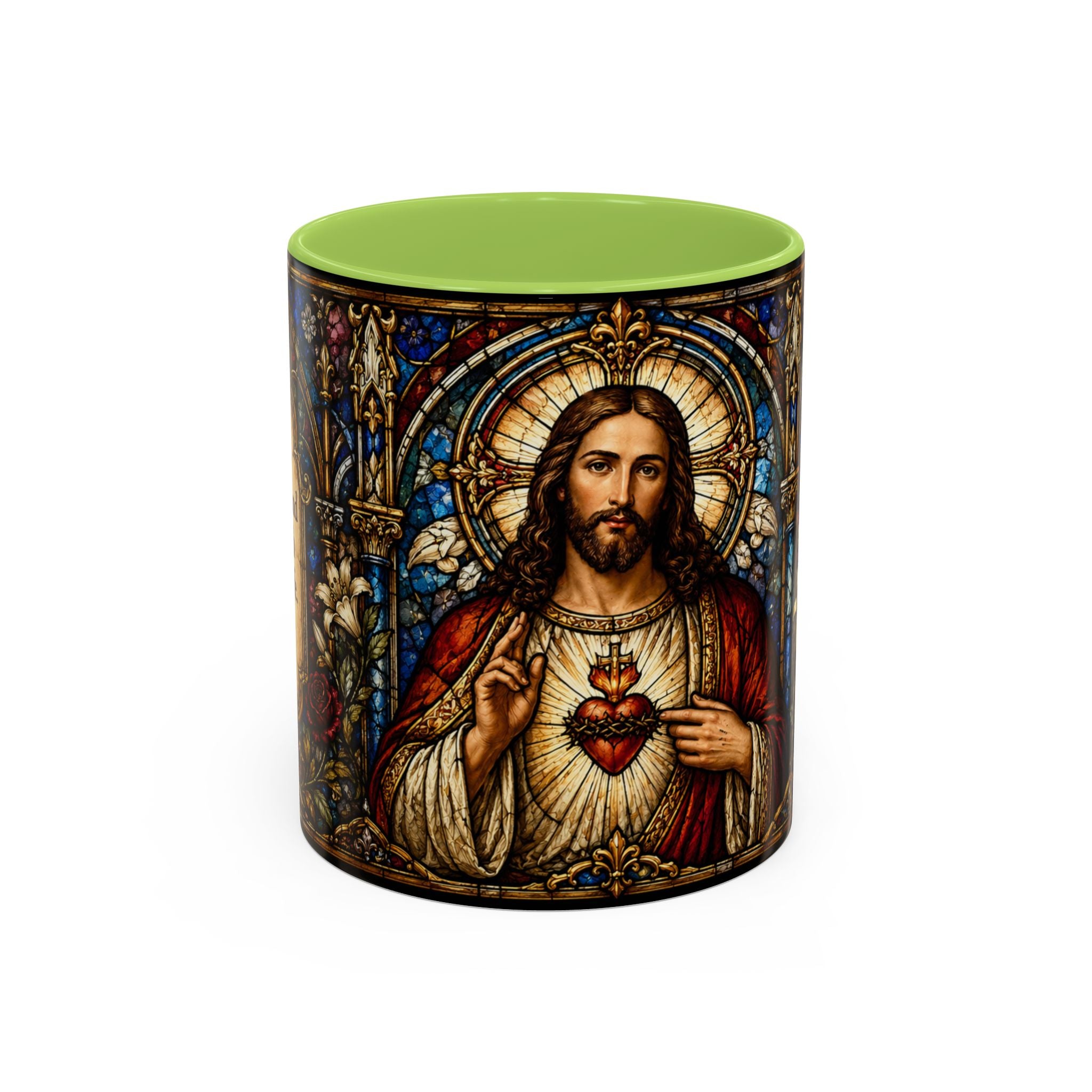 Sacred Heart Jesus Stained Glass Mug | Accent Coffee Mug