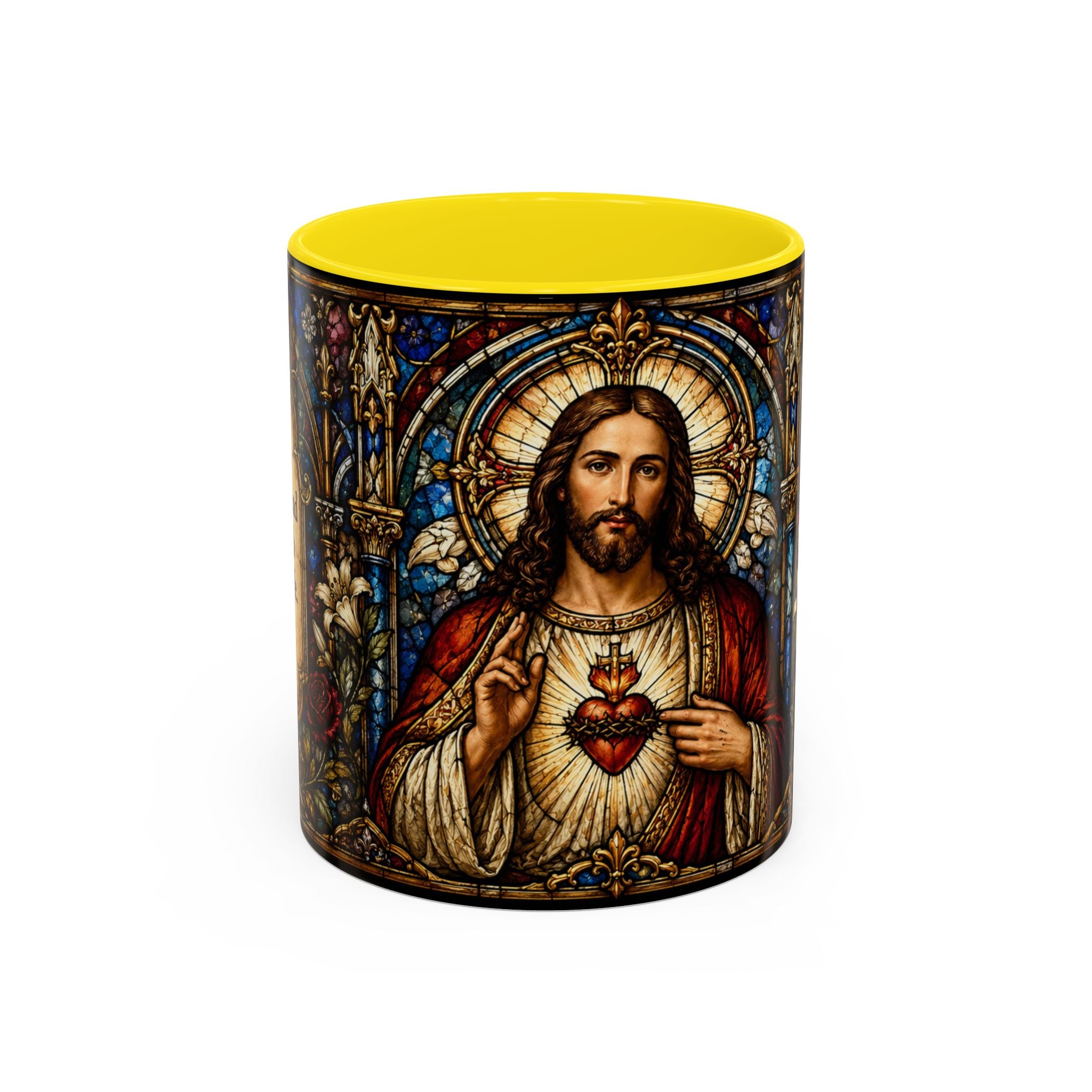 Sacred Heart Jesus Stained Glass Mug | Accent Coffee Mug
