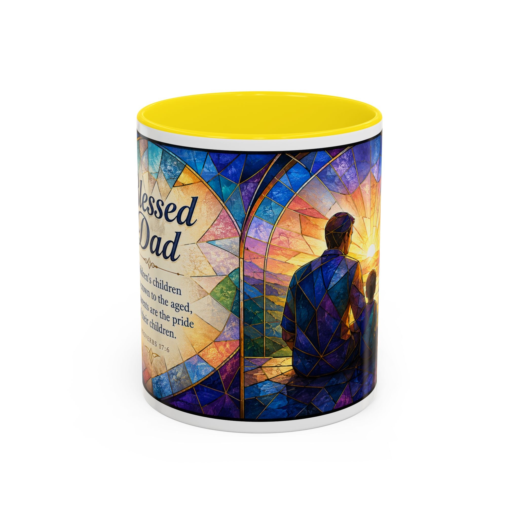 Blessed Dad Mug, Christian Fathers Day Gift, Bible Verse Mug for Dad, Proverbs 17:6 Coffee Cup, Faith Gift for Father Grandpa Husband