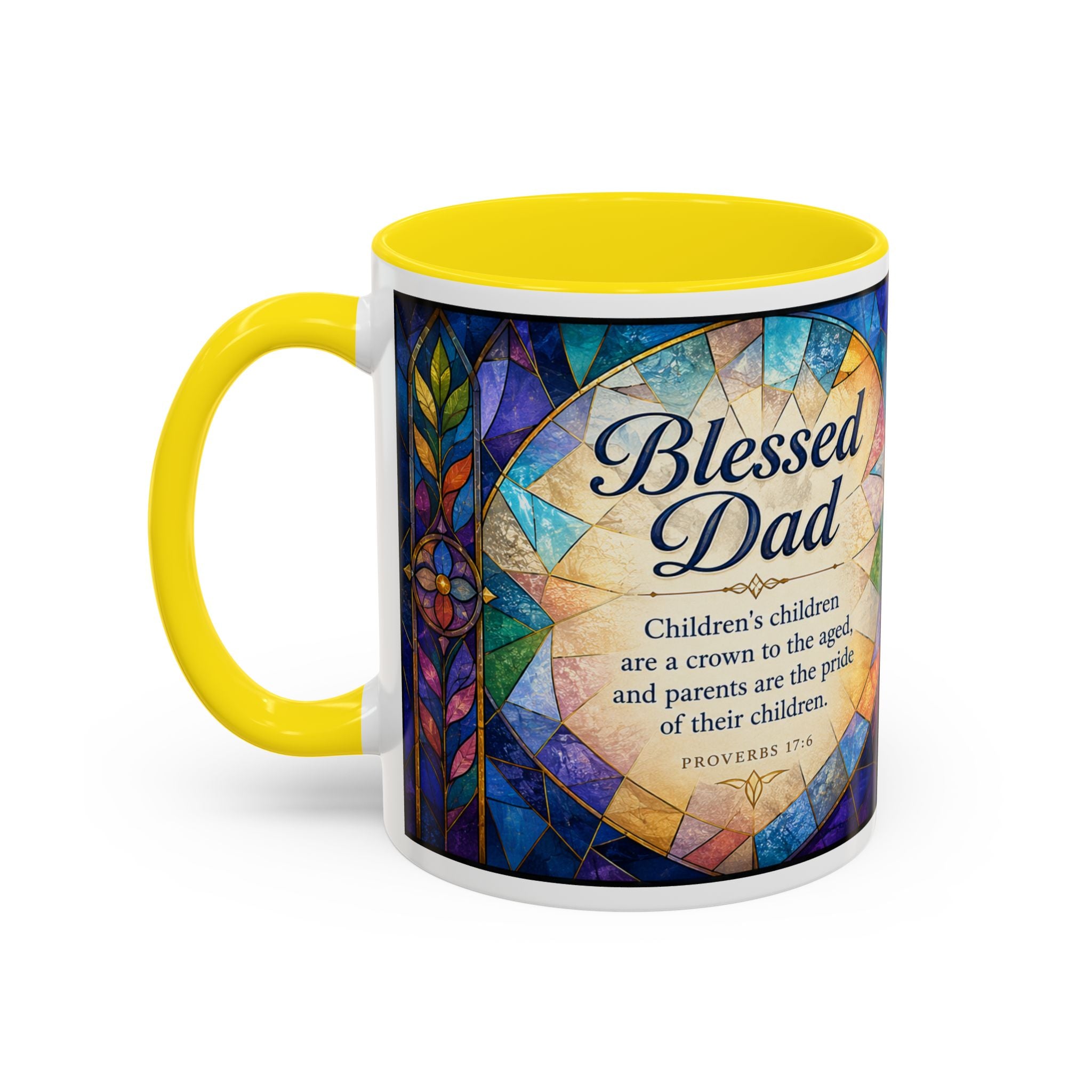Blessed Dad Mug, Christian Fathers Day Gift, Bible Verse Mug for Dad, Proverbs 17:6 Coffee Cup, Faith Gift for Father Grandpa Husband