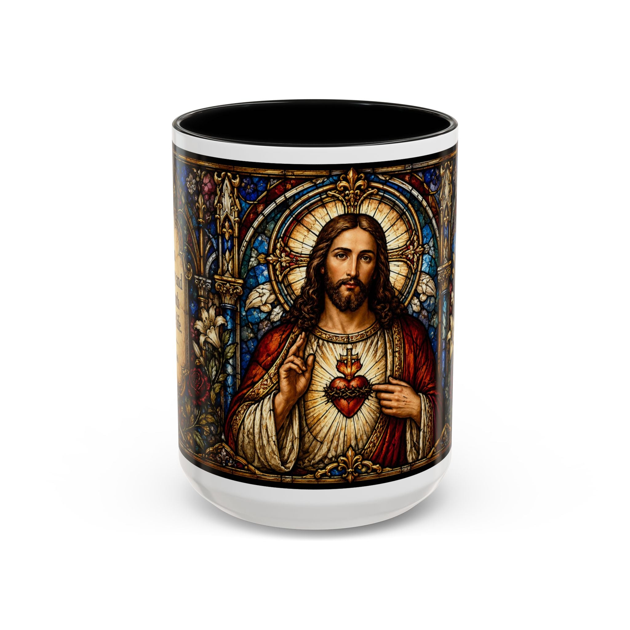 Sacred Heart Jesus Stained Glass Mug | Accent Coffee Mug