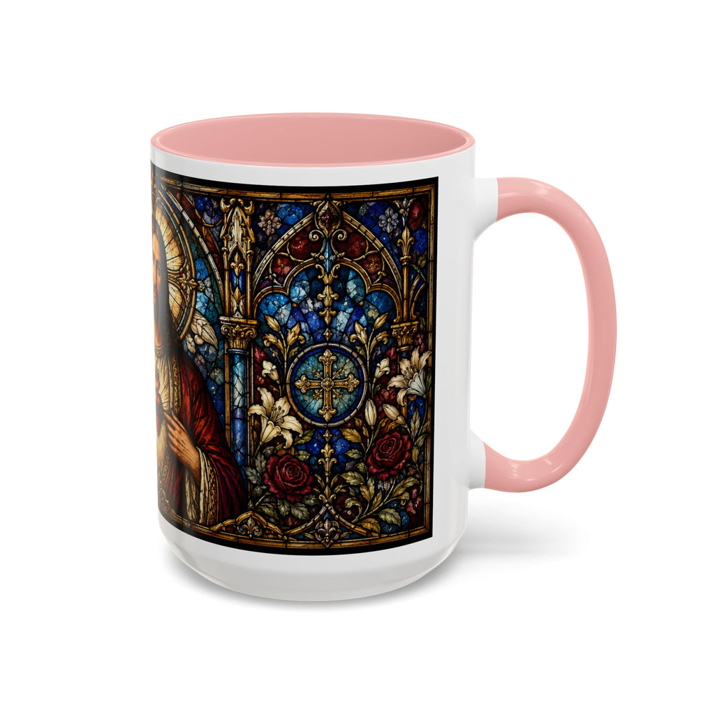 Sacred Heart Jesus Stained Glass Mug | Accent Coffee Mug