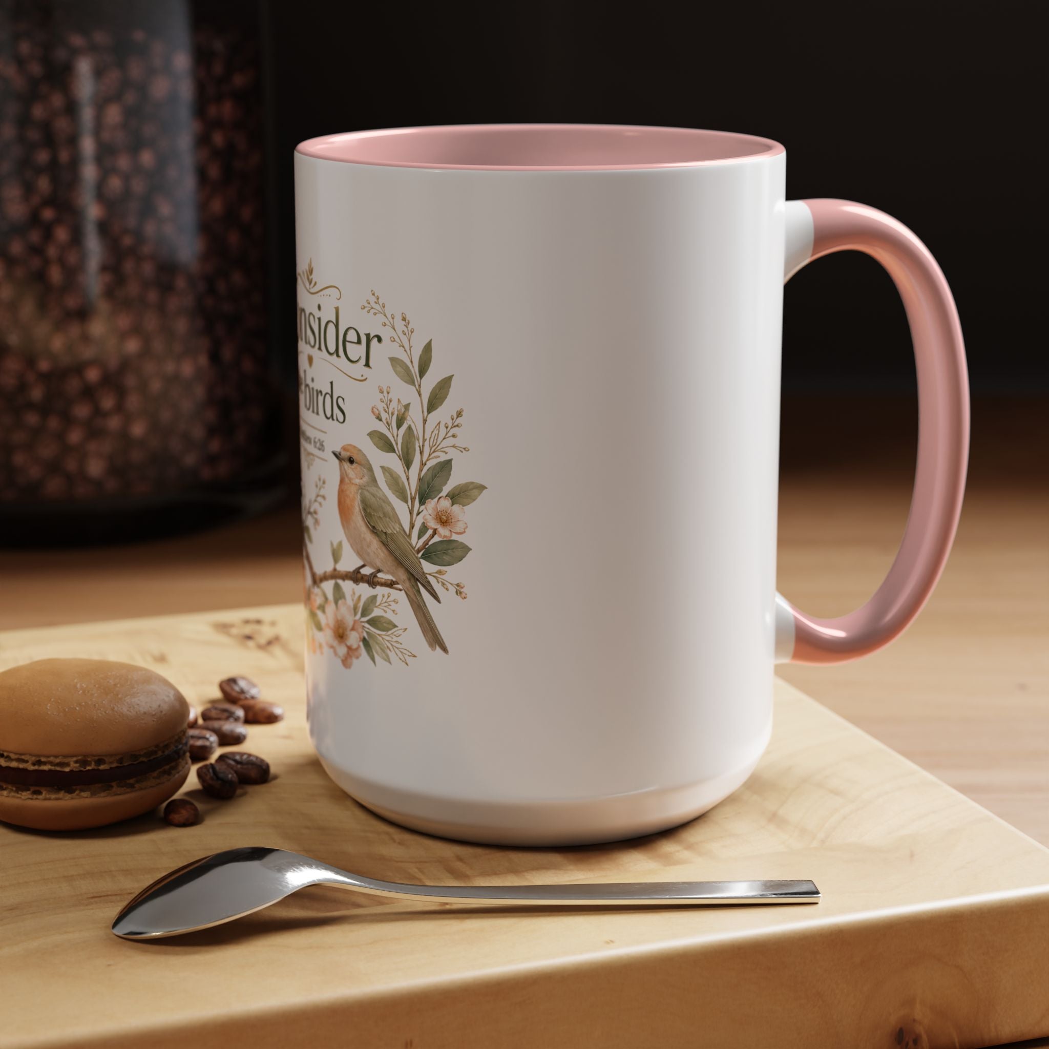 Spiritual Birds Illustration Accent Coffee Mug | Girly Bird Art 11oz 15oz