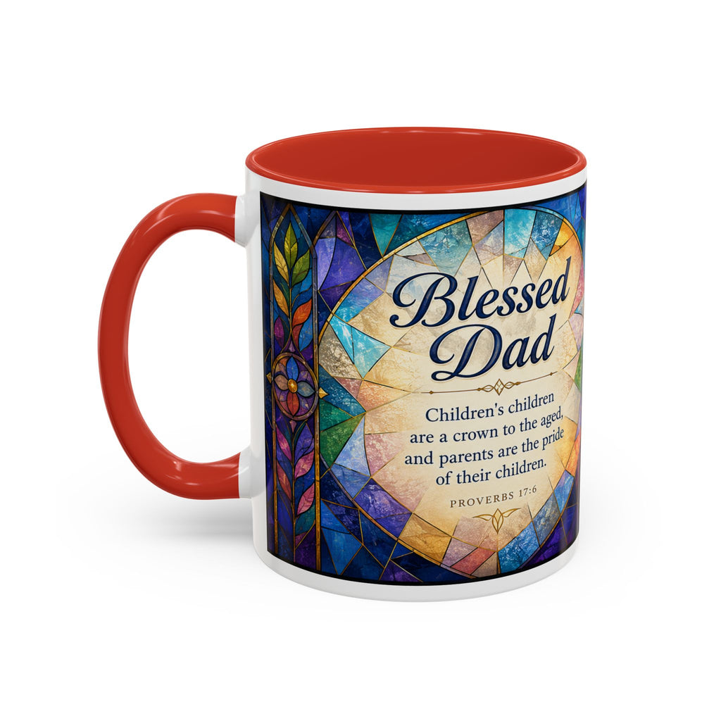 Blessed Dad Mug, Christian Fathers Day Gift, Bible Verse Mug for Dad, Proverbs 17:6 Coffee Cup, Faith Gift for Father Grandpa Husband