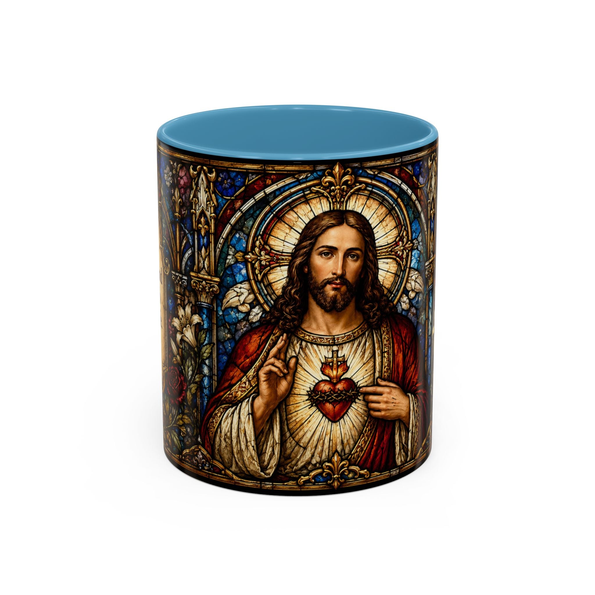 Sacred Heart Jesus Stained Glass Mug | Accent Coffee Mug