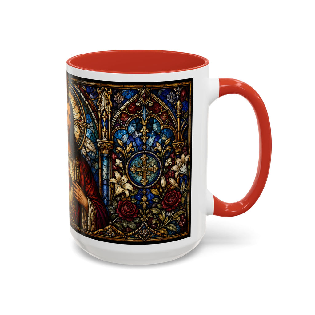 Sacred Heart Jesus Stained Glass Mug | Accent Coffee Mug