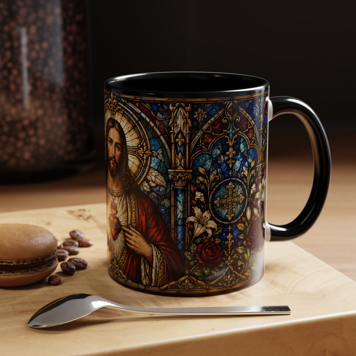 Sacred Heart Jesus Stained Glass Mug | Accent Coffee Mug