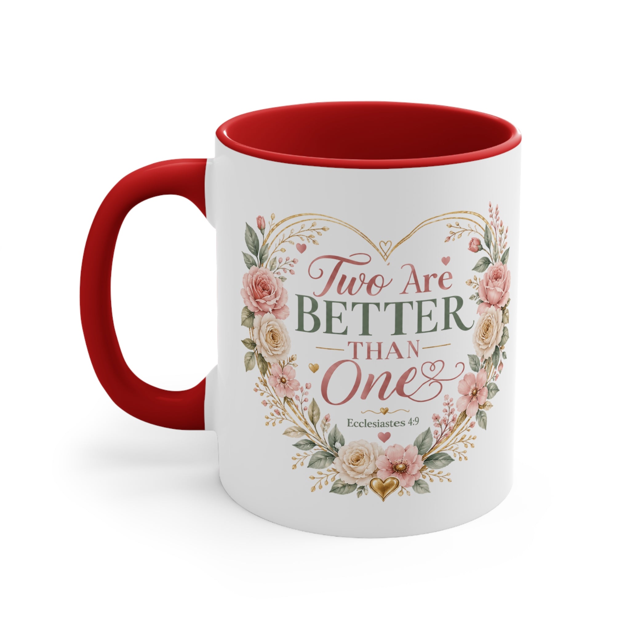 Love and Relationship Heart Illustration Accent Mug | Romantic Couple Love Design