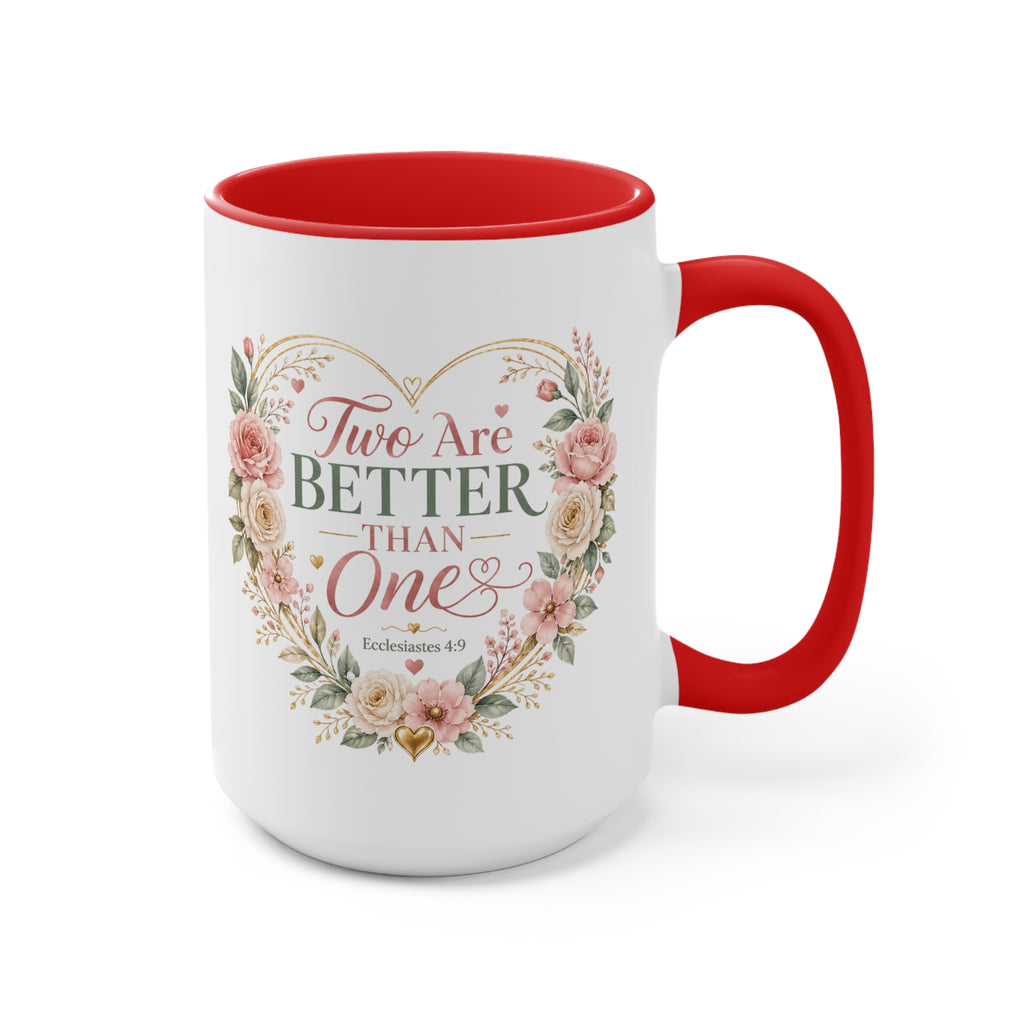 Love and Relationship Heart Illustration Accent Mug | Romantic Couple Love Design