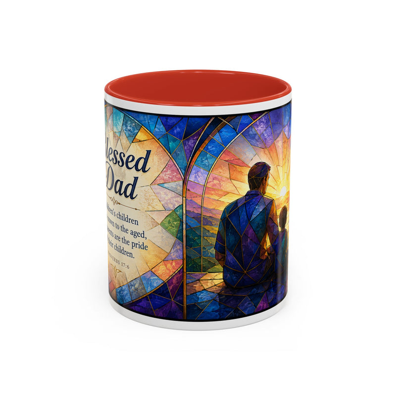 Blessed Dad Mug, Christian Fathers Day Gift, Bible Verse Mug for Dad, Proverbs 17:6 Coffee Cup, Faith Gift for Father Grandpa Husband