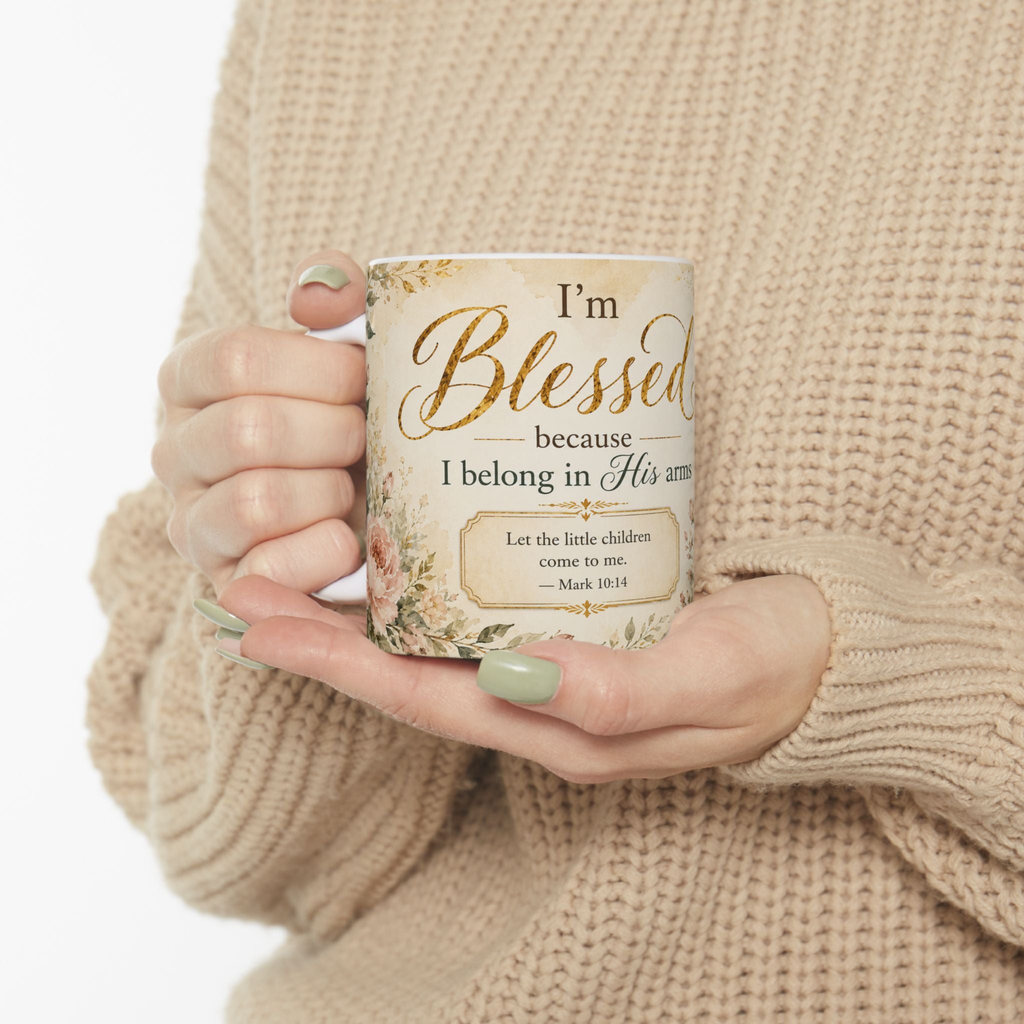 Jesus With Children Christian Mug, Mark 10:14 Bible Verse Coffee Cup, I’m Blessed Faith Gift