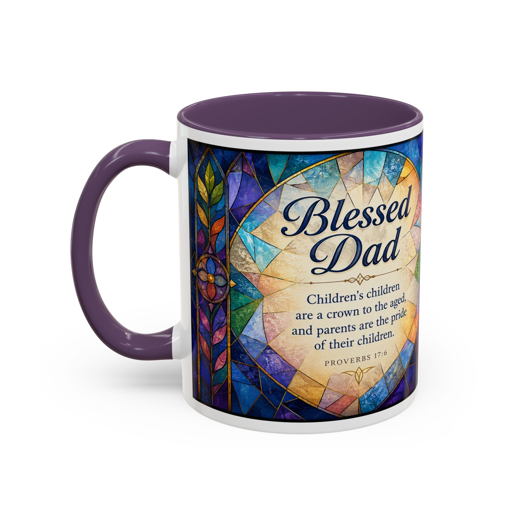 Blessed Dad Mug, Christian Fathers Day Gift, Bible Verse Mug for Dad, Proverbs 17:6 Coffee Cup, Faith Gift for Father Grandpa Husband