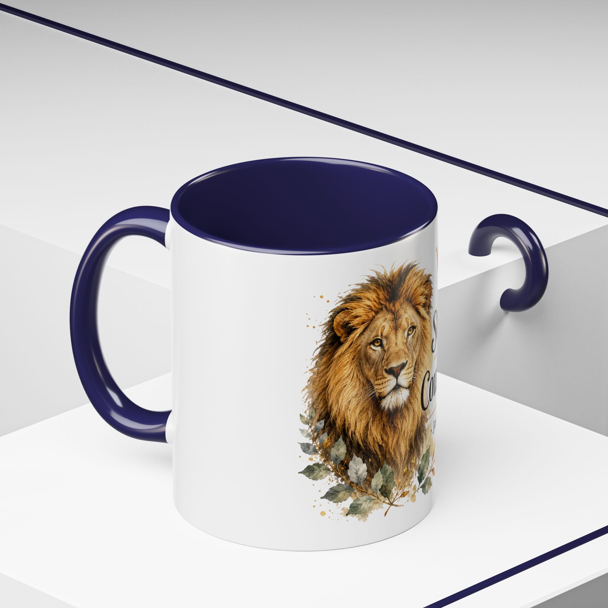 Strong and Courageous Lion Christian Mug | Accent Coffee Mug 11oz 15oz