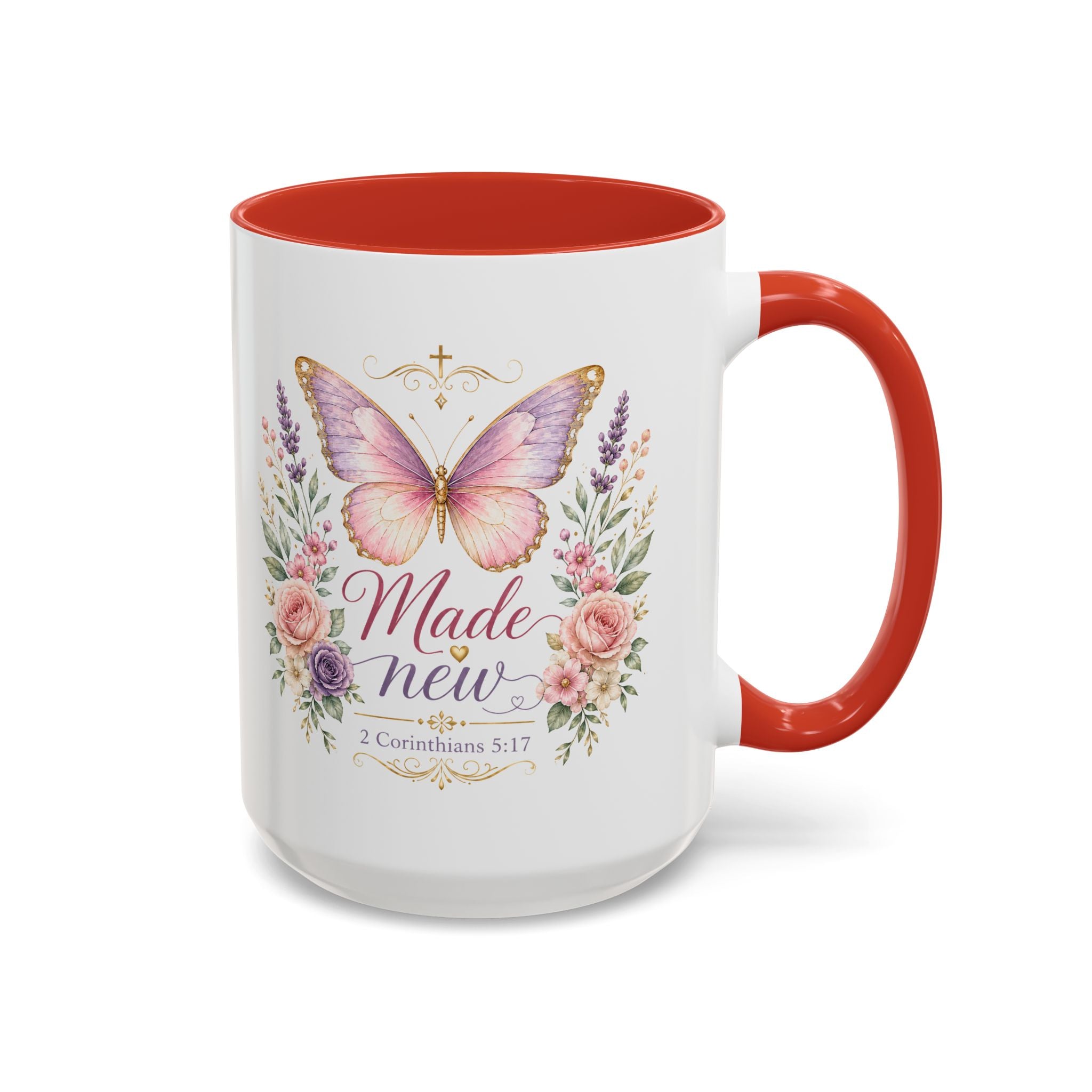 Biblical Butterfly Cup Accent Coffee Mug | Scripture Floral Ceramic