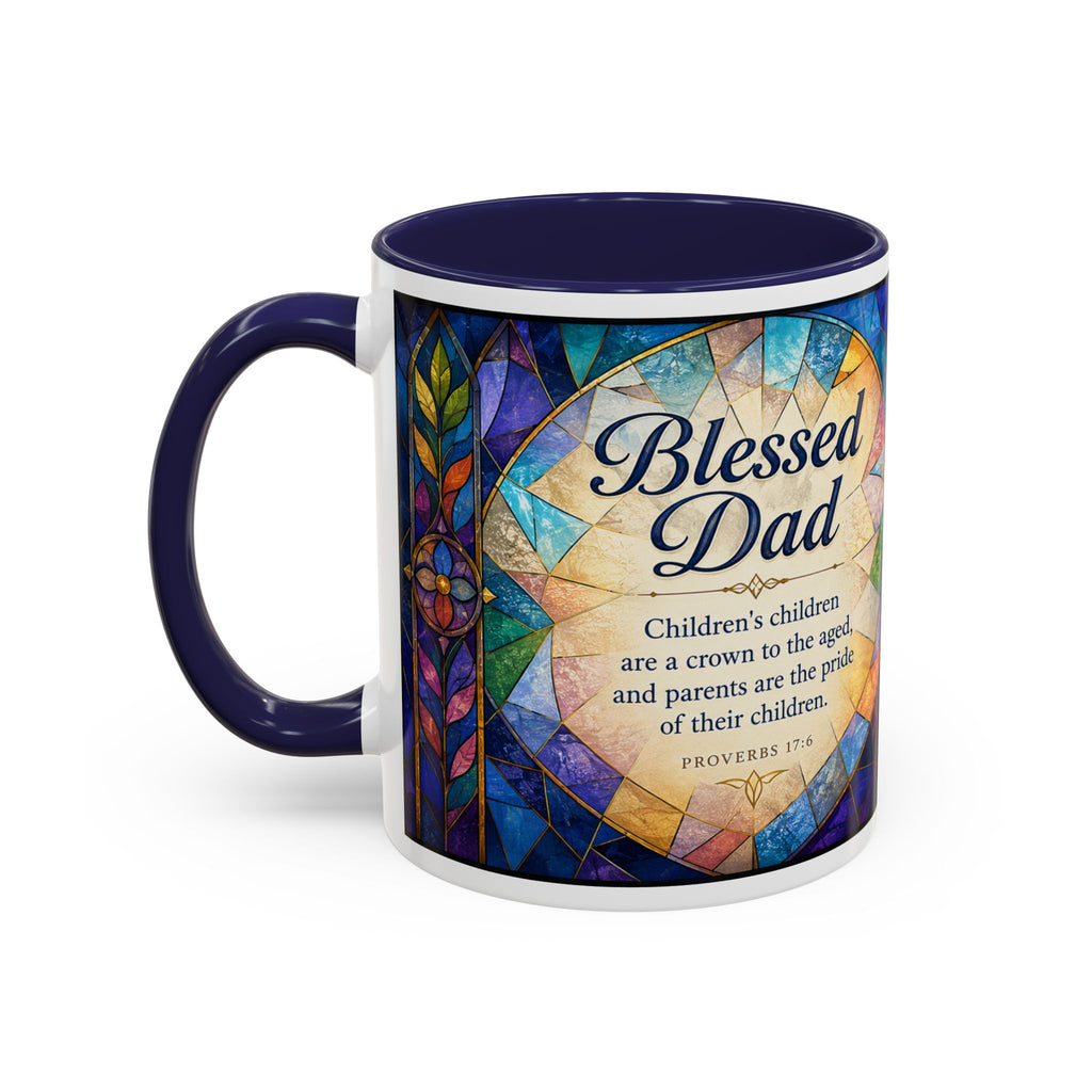 Blessed Dad Mug, Christian Fathers Day Gift, Bible Verse Mug for Dad, Proverbs 17:6 Coffee Cup, Faith Gift for Father Grandpa Husband