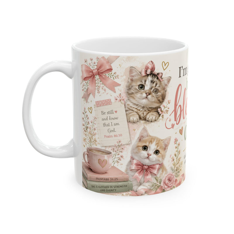 Christian Cat Mug, Blessed Day Kitten Cup, Psalm 46:5 Gift