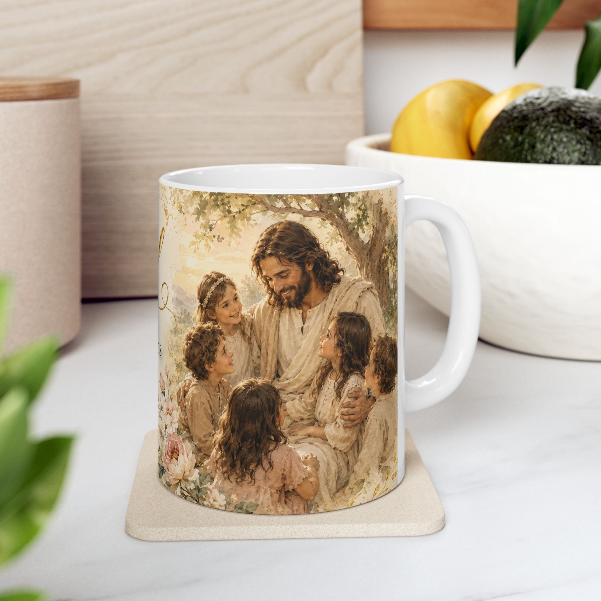 Jesus With Children Christian Mug, Mark 10:14 Bible Verse Coffee Cup, I’m Blessed Faith Gift