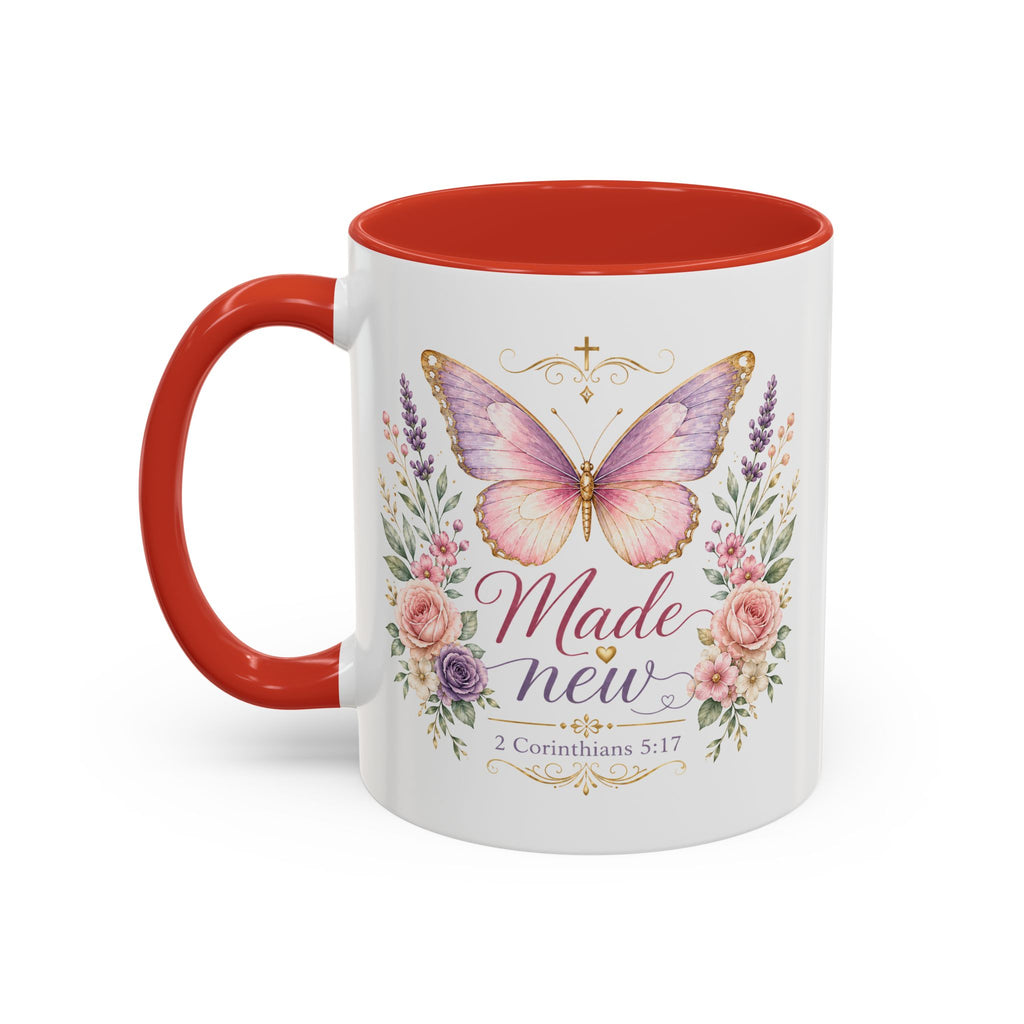 Biblical Butterfly Cup Accent Coffee Mug | Scripture Floral Ceramic