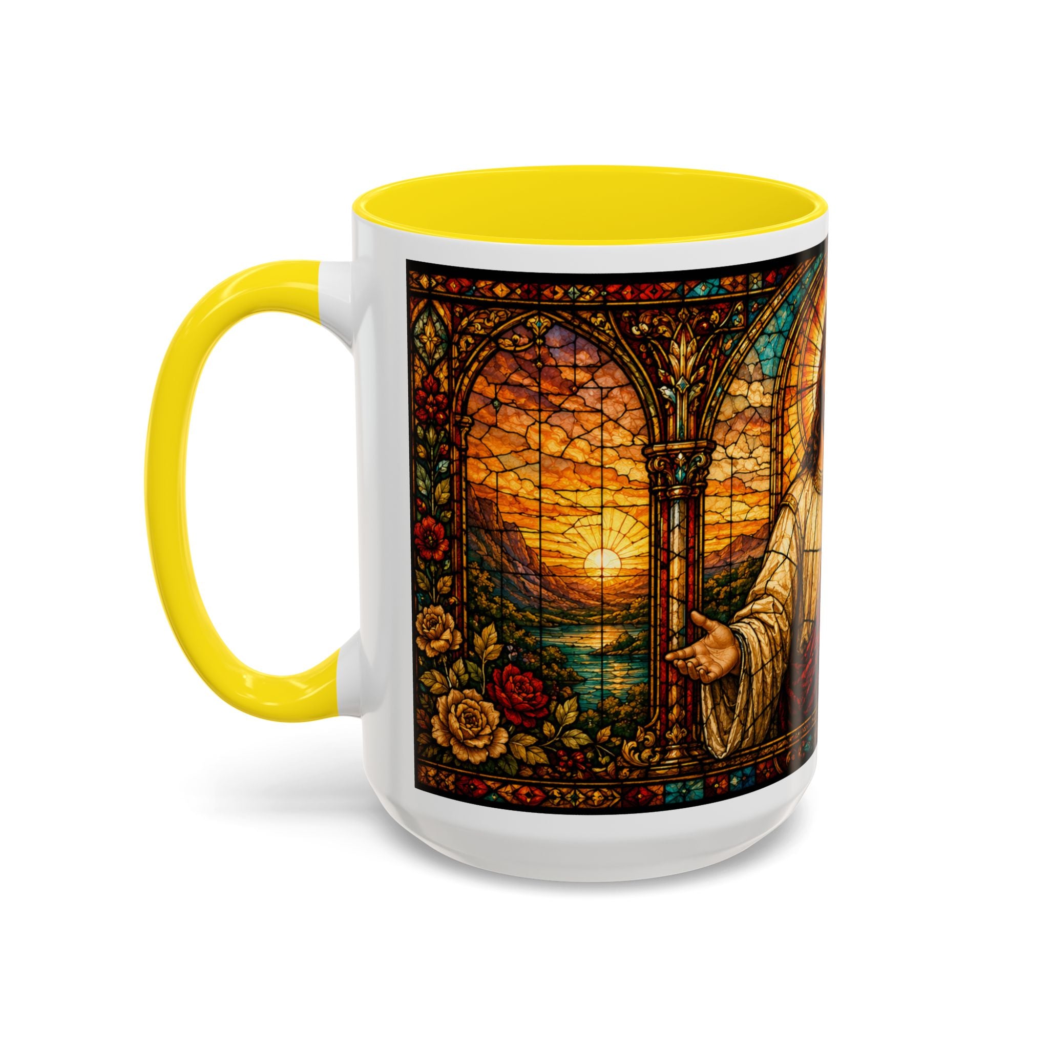 Jesus Stained Glass Artwork Mug | Accent Coffee Mug 11oz or 15oz
