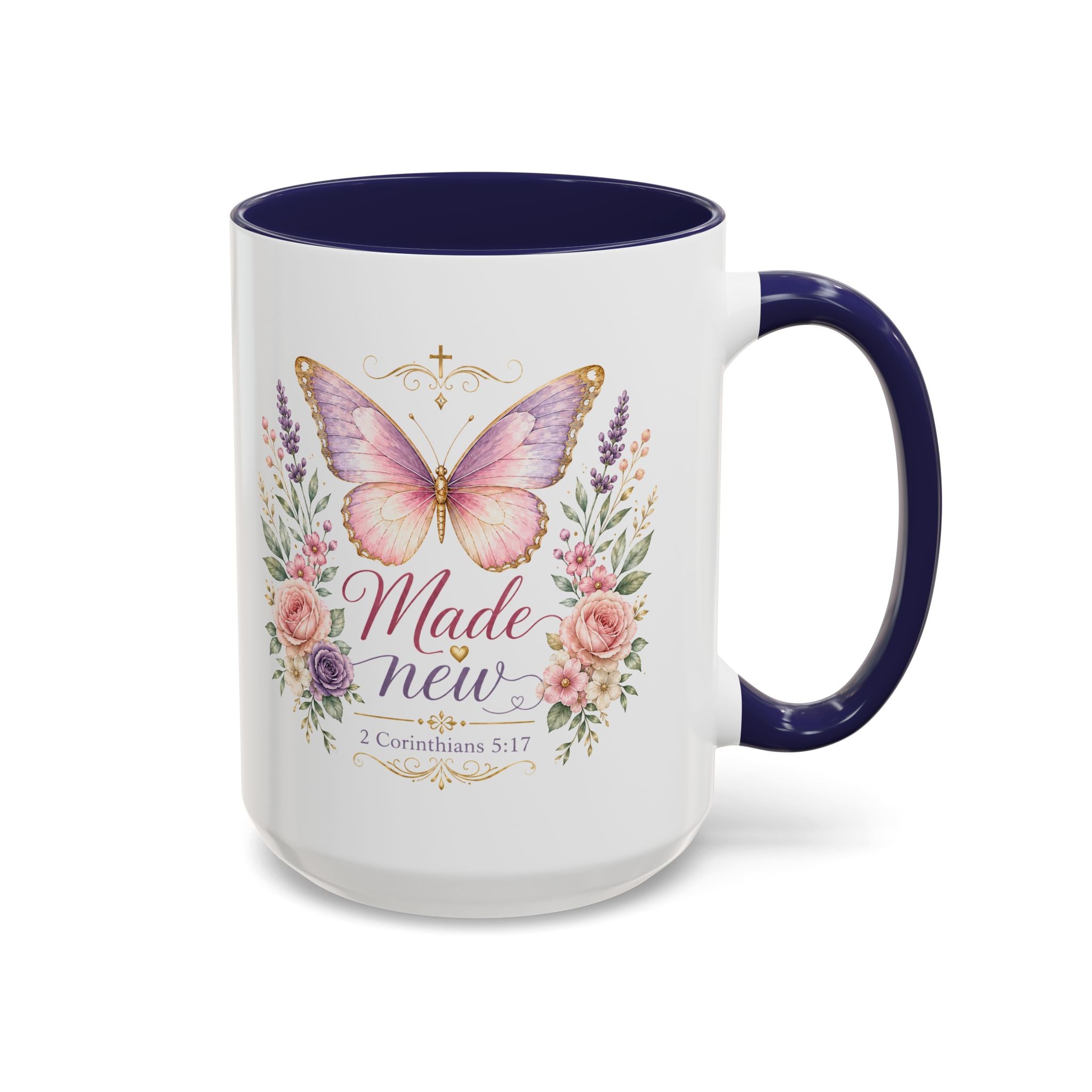 Biblical Butterfly Cup Accent Coffee Mug | Scripture Floral Ceramic