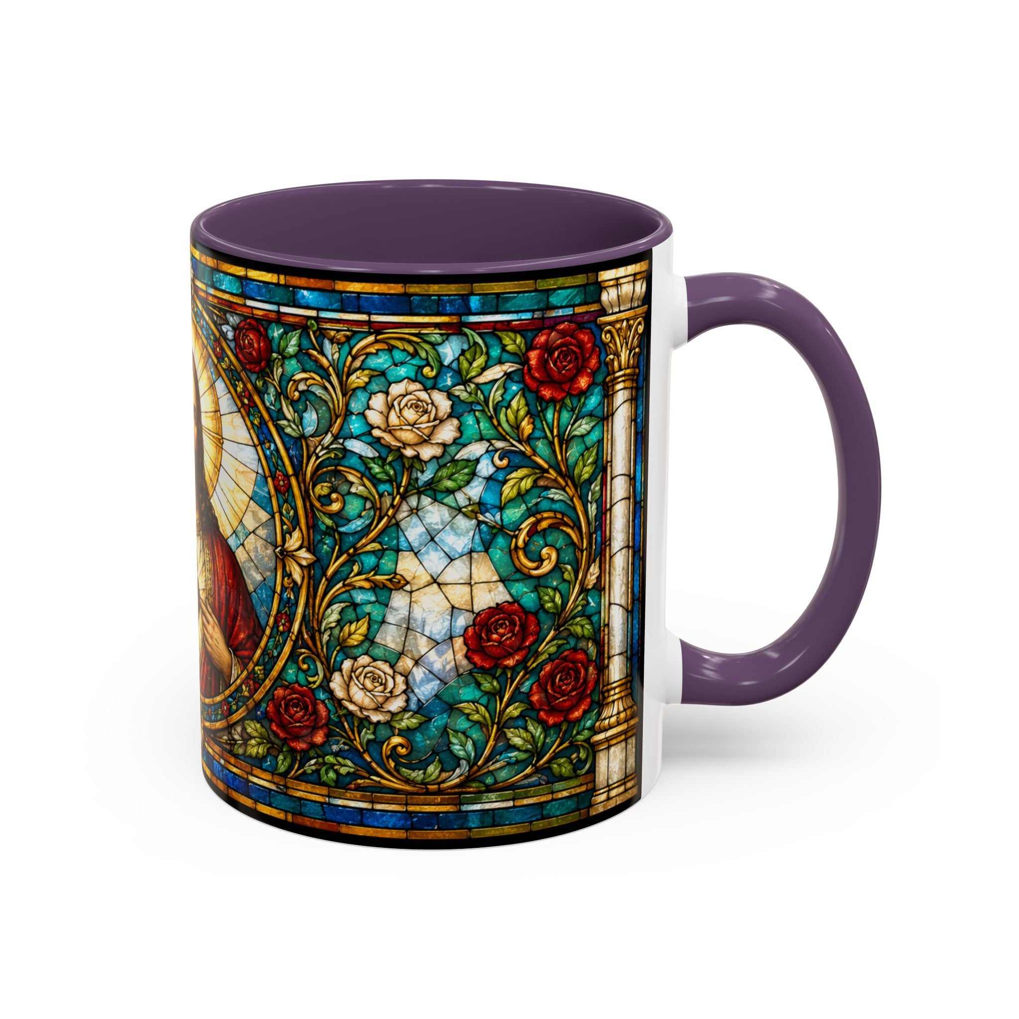 Sacred Heart Jesus Stained Glass Mug | Accent Coffee Mug 11oz 15oz