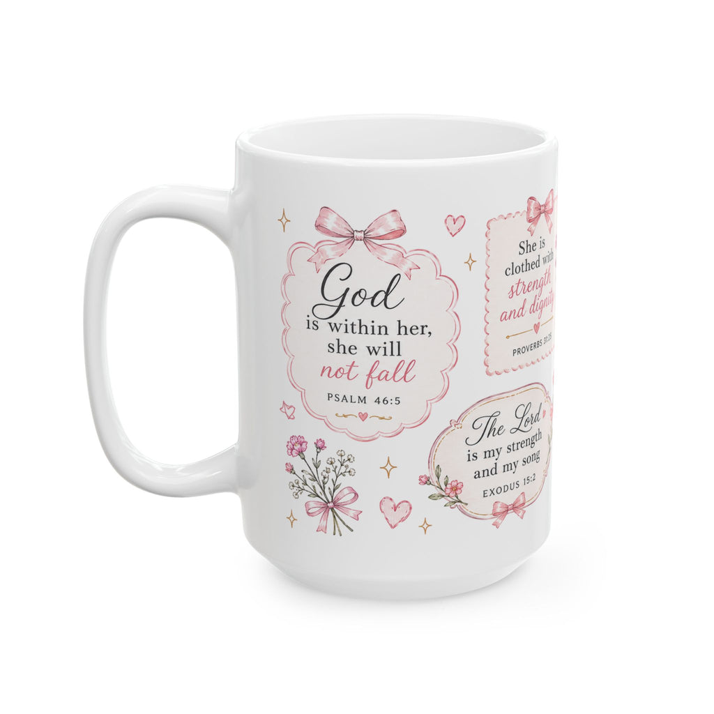 Scripture Verse Floral Cross Mug