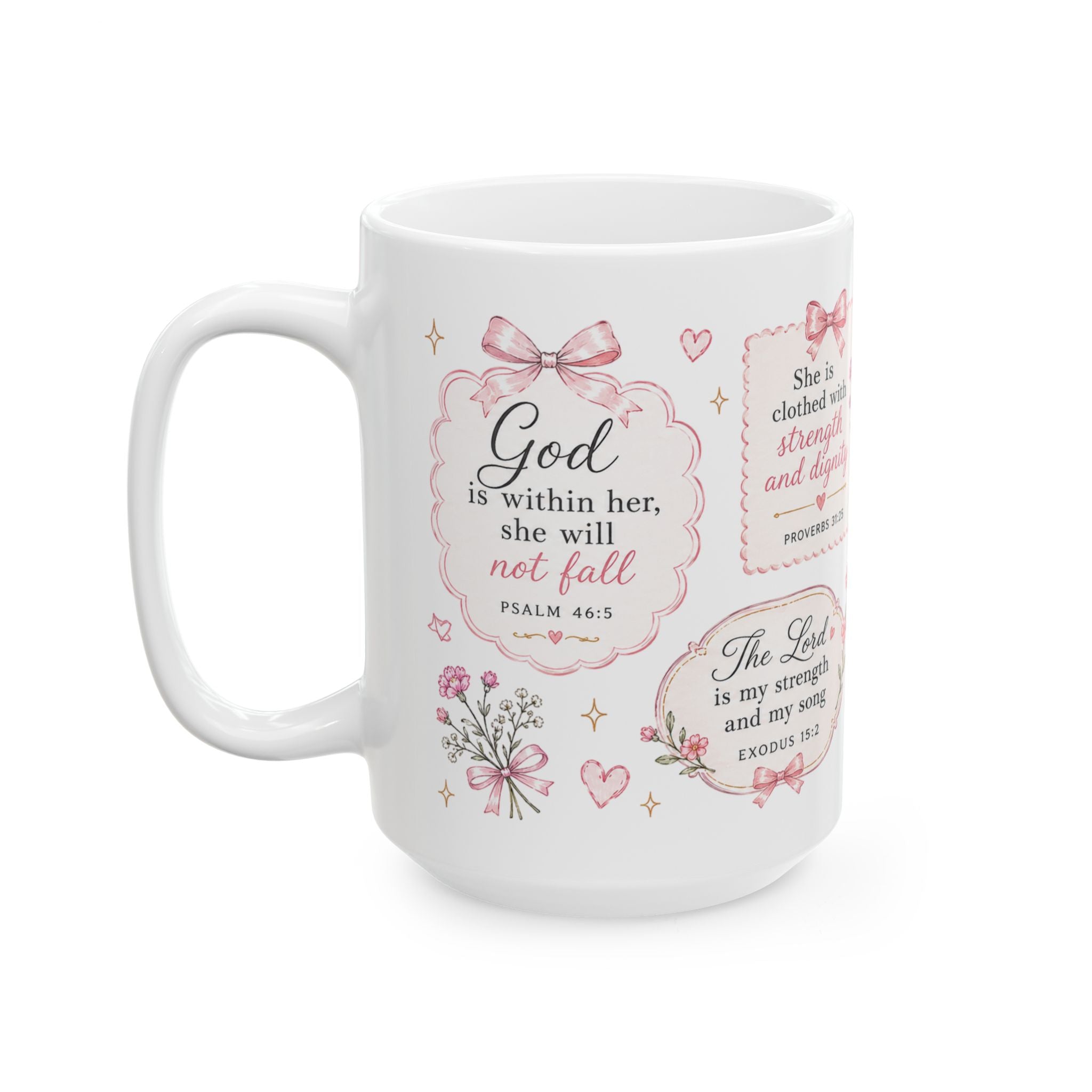 Scripture Verse Floral Cross Mug
